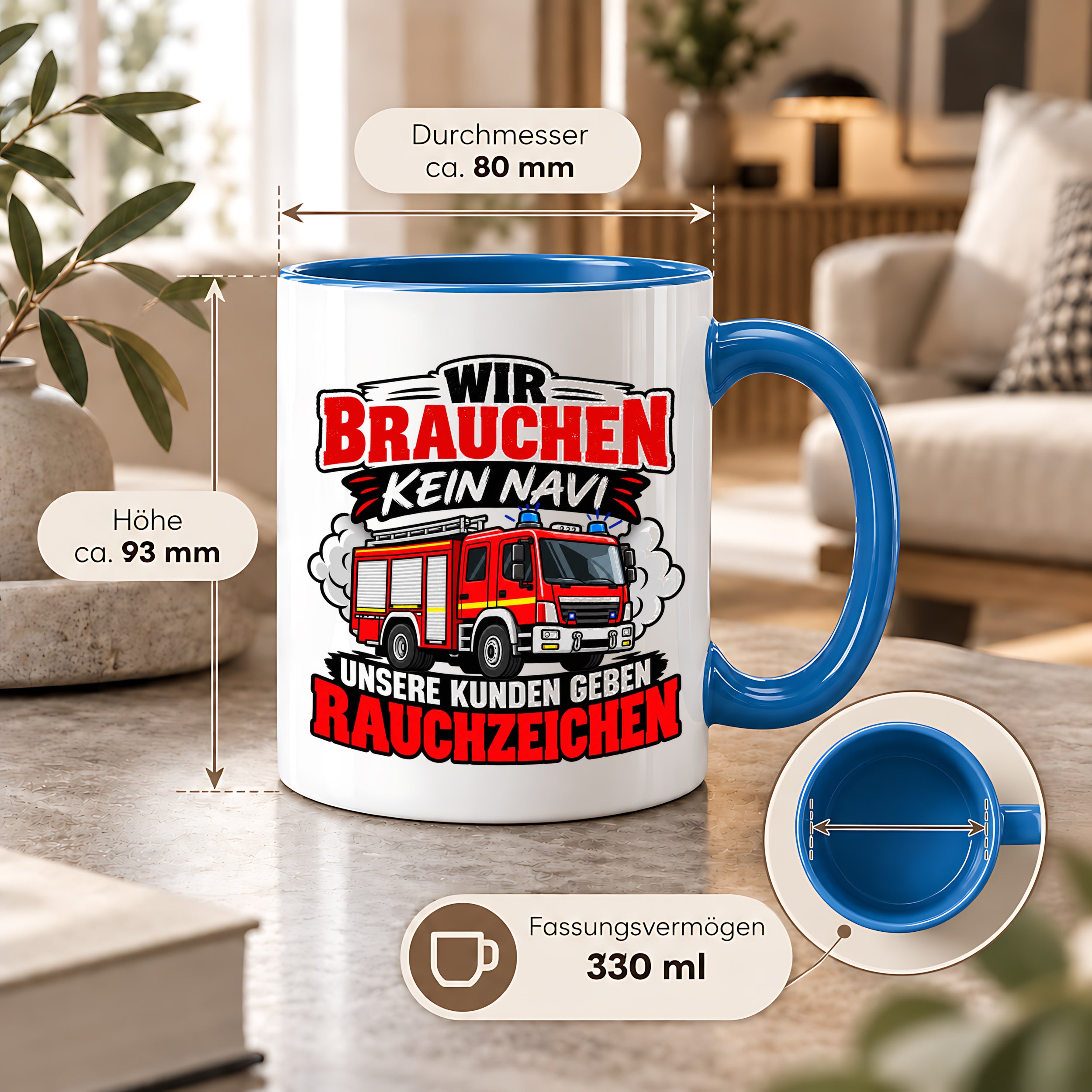 Herzbotschaft Tasse Feuerwehr Rauchzeichen lustiger Spruch Feuerwehrmann Geschenk Feuerwehr Geschenkidee für Kollegen Geburtstag Weihnachten 330 ml