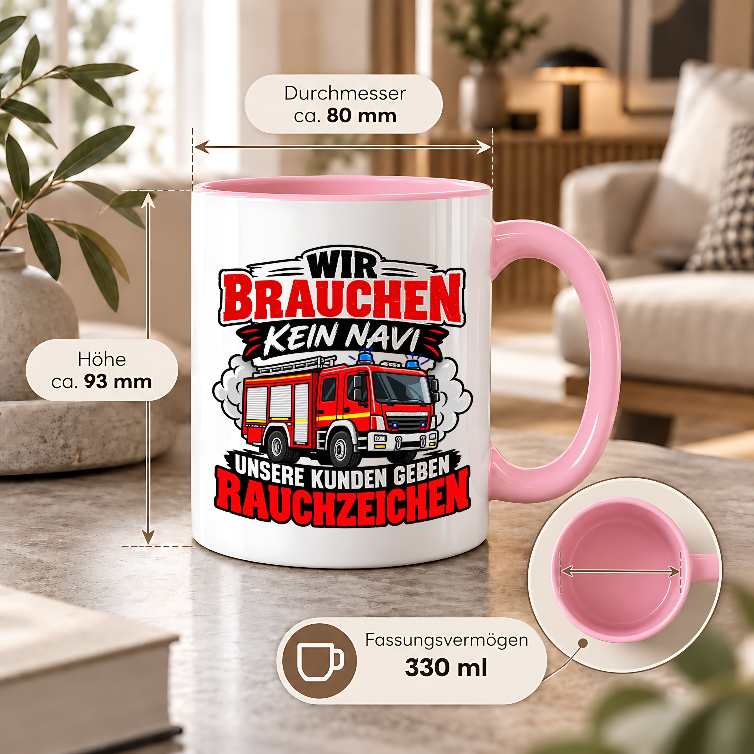 Herzbotschaft Tasse Feuerwehr Rauchzeichen lustiger Spruch Feuerwehrmann Geschenk Feuerwehr Geschenkidee für Kollegen Geburtstag Weihnachten 330 ml