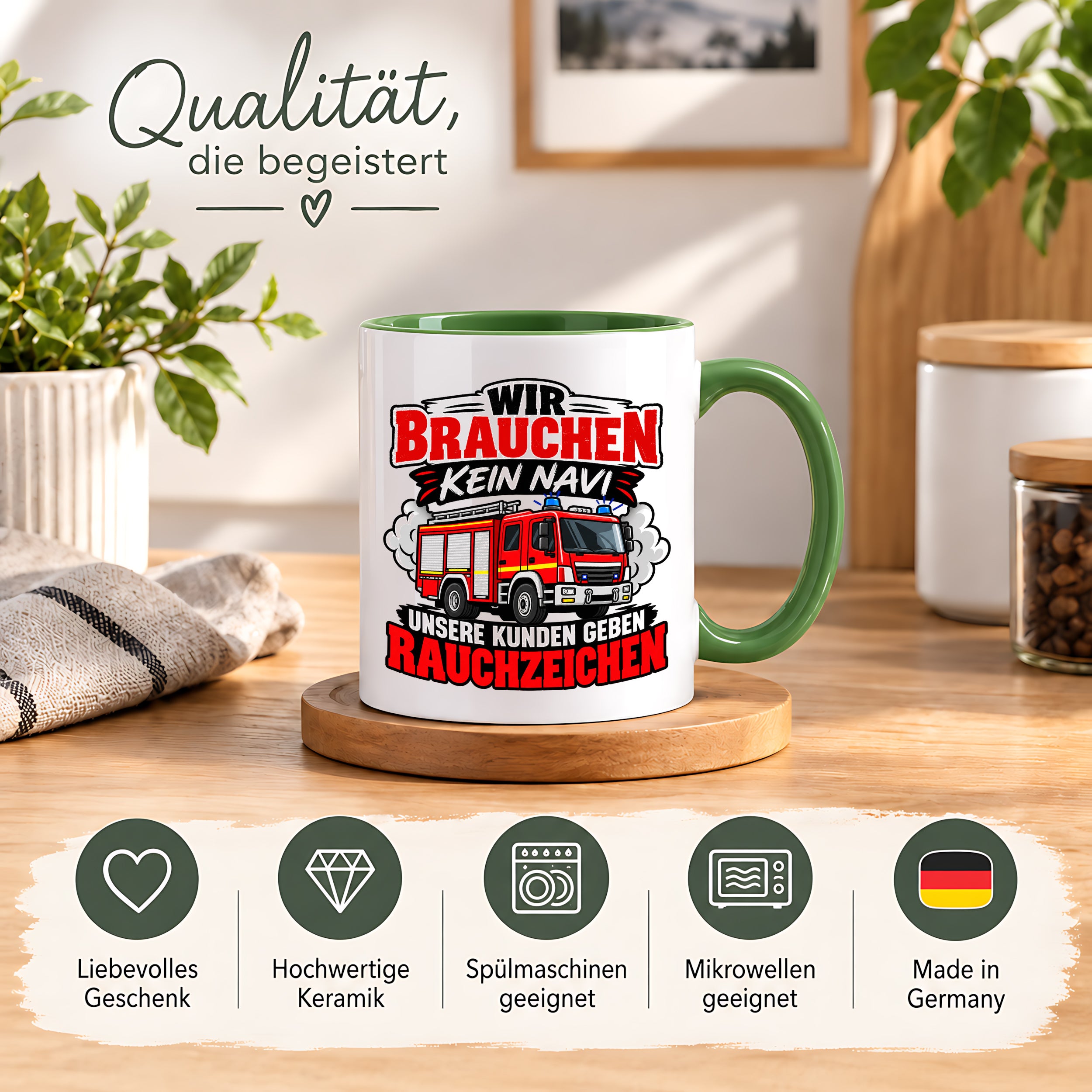 Herzbotschaft Tasse Feuerwehr Rauchzeichen lustiger Spruch Feuerwehrmann Geschenk Feuerwehr Geschenkidee für Kollegen Geburtstag Weihnachten 330 ml