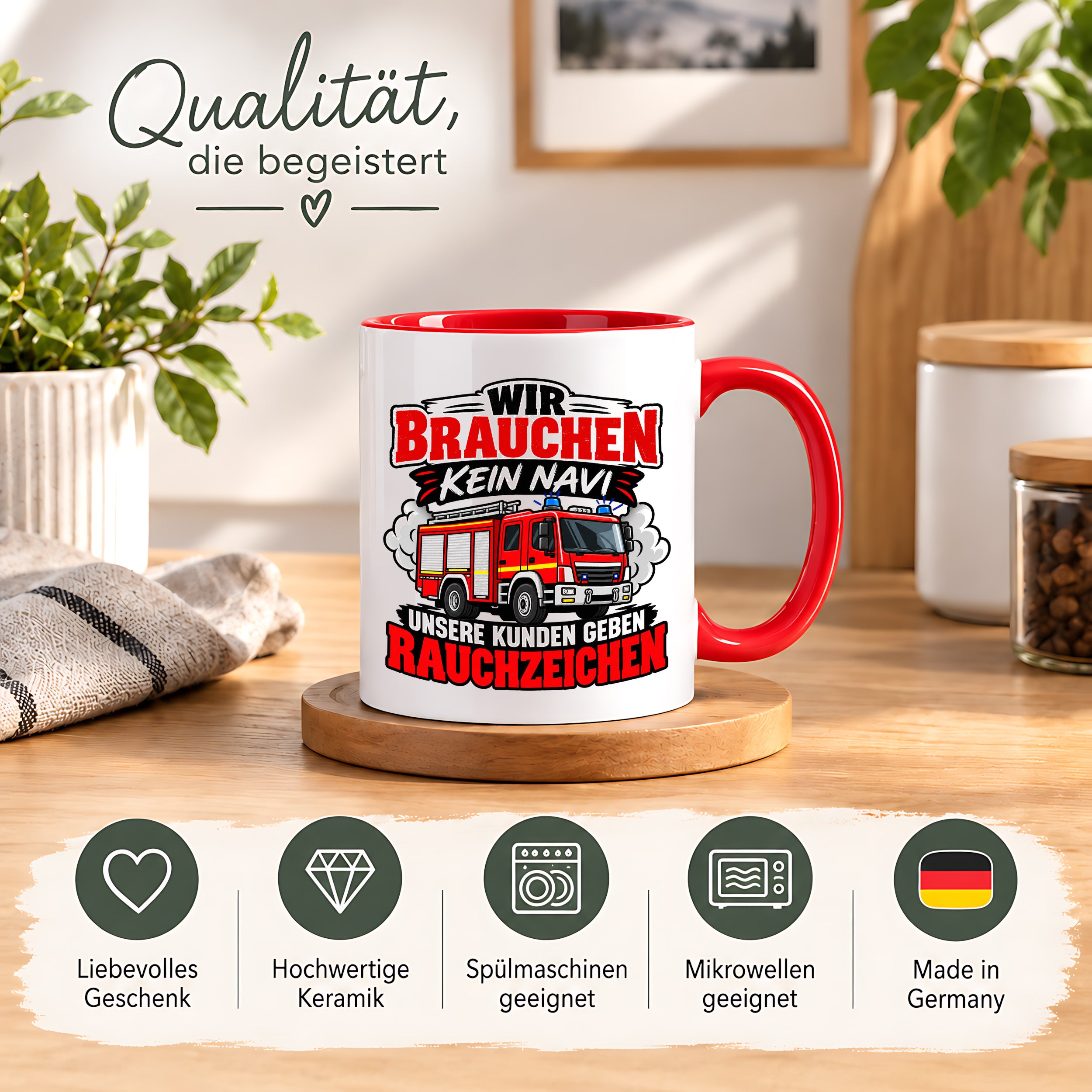 Herzbotschaft Tasse Feuerwehr Rauchzeichen lustiger Spruch Feuerwehrmann Geschenk Feuerwehr Geschenkidee für Kollegen Geburtstag Weihnachten 330 ml