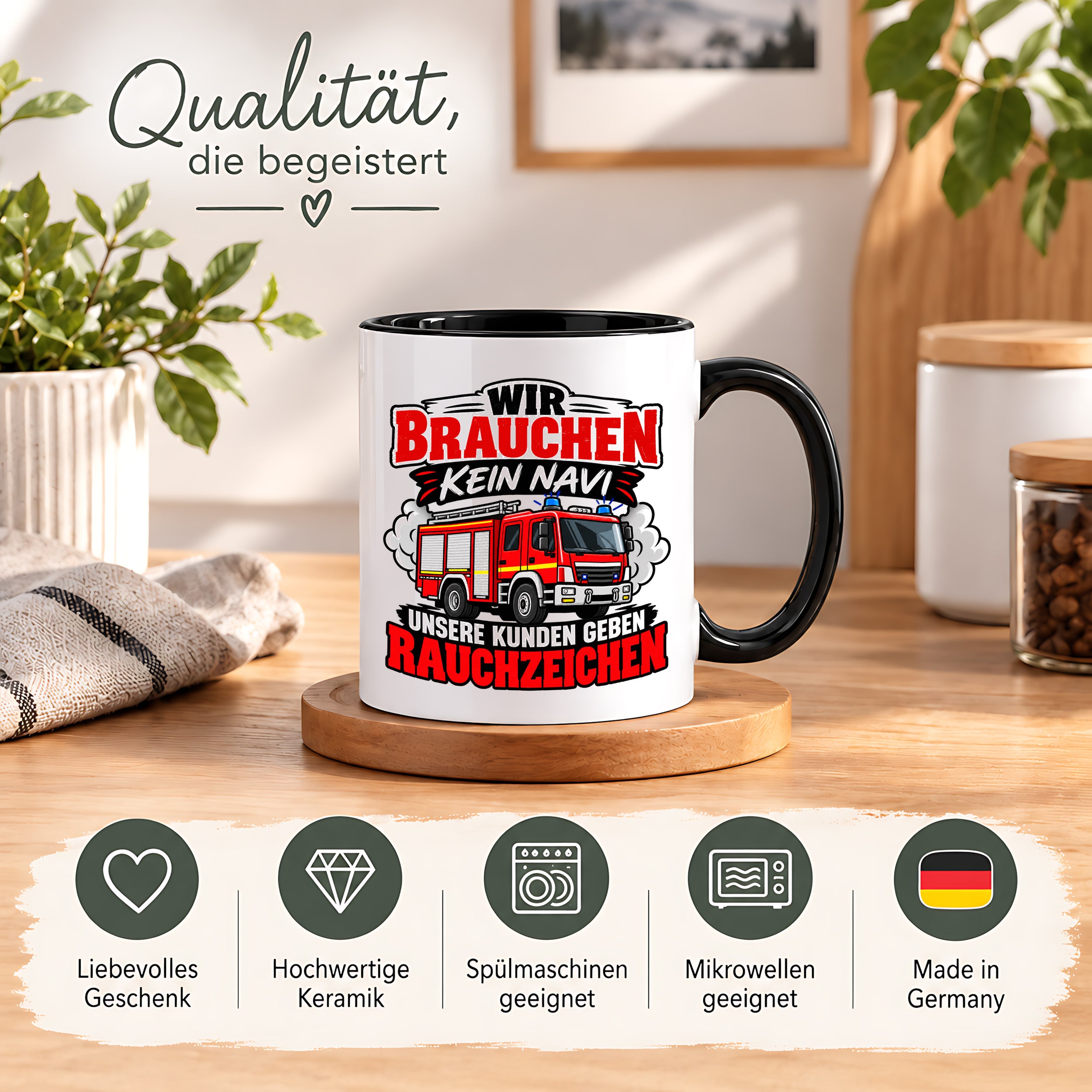 Herzbotschaft Tasse Feuerwehr Rauchzeichen lustiger Spruch Feuerwehrmann Geschenk Feuerwehr Geschenkidee für Kollegen Geburtstag Weihnachten 330 ml
