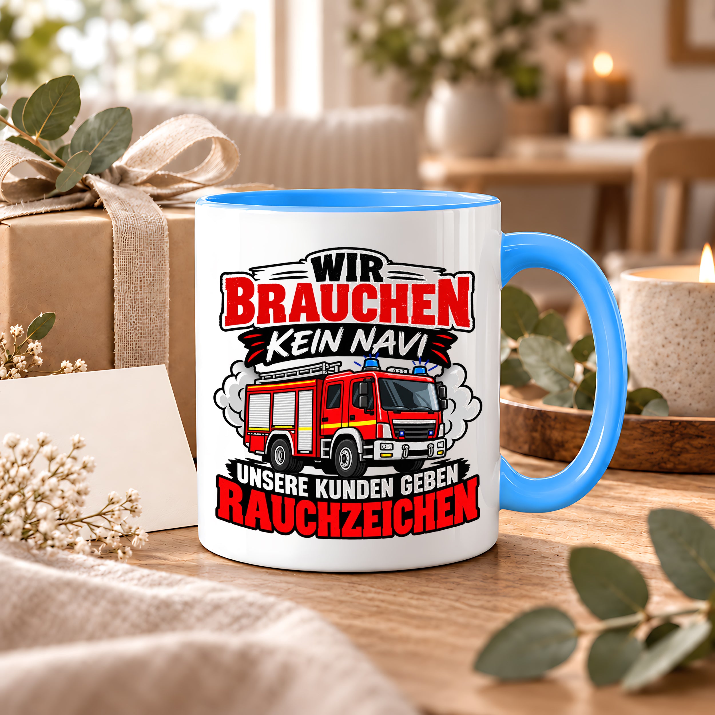 Herzbotschaft Tasse Feuerwehr Rauchzeichen lustiger Spruch Feuerwehrmann Geschenk Feuerwehr Geschenkidee für Kollegen Geburtstag Weihnachten 330 ml