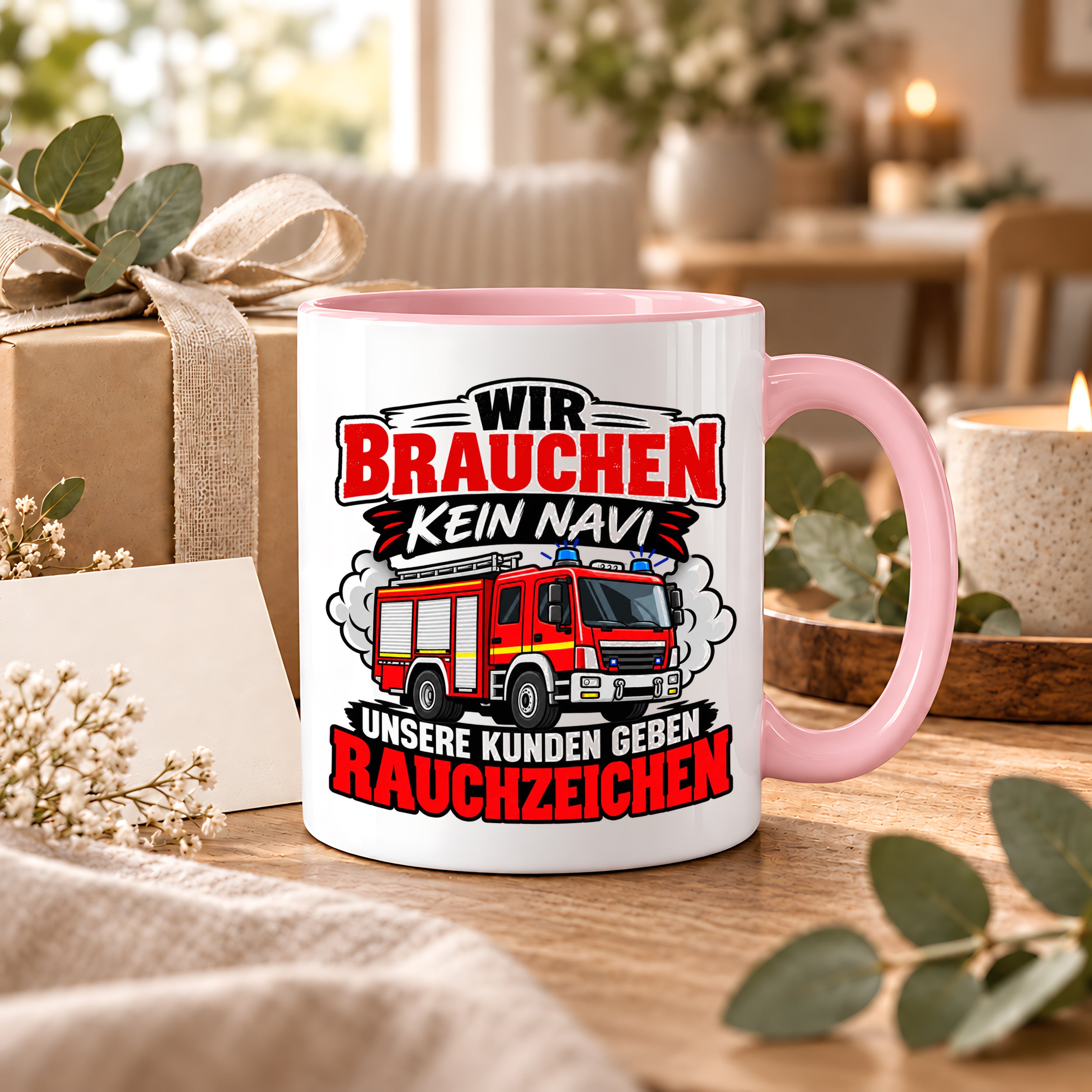 Herzbotschaft Tasse Feuerwehr Rauchzeichen lustiger Spruch Feuerwehrmann Geschenk Feuerwehr Geschenkidee für Kollegen Geburtstag Weihnachten 330 ml