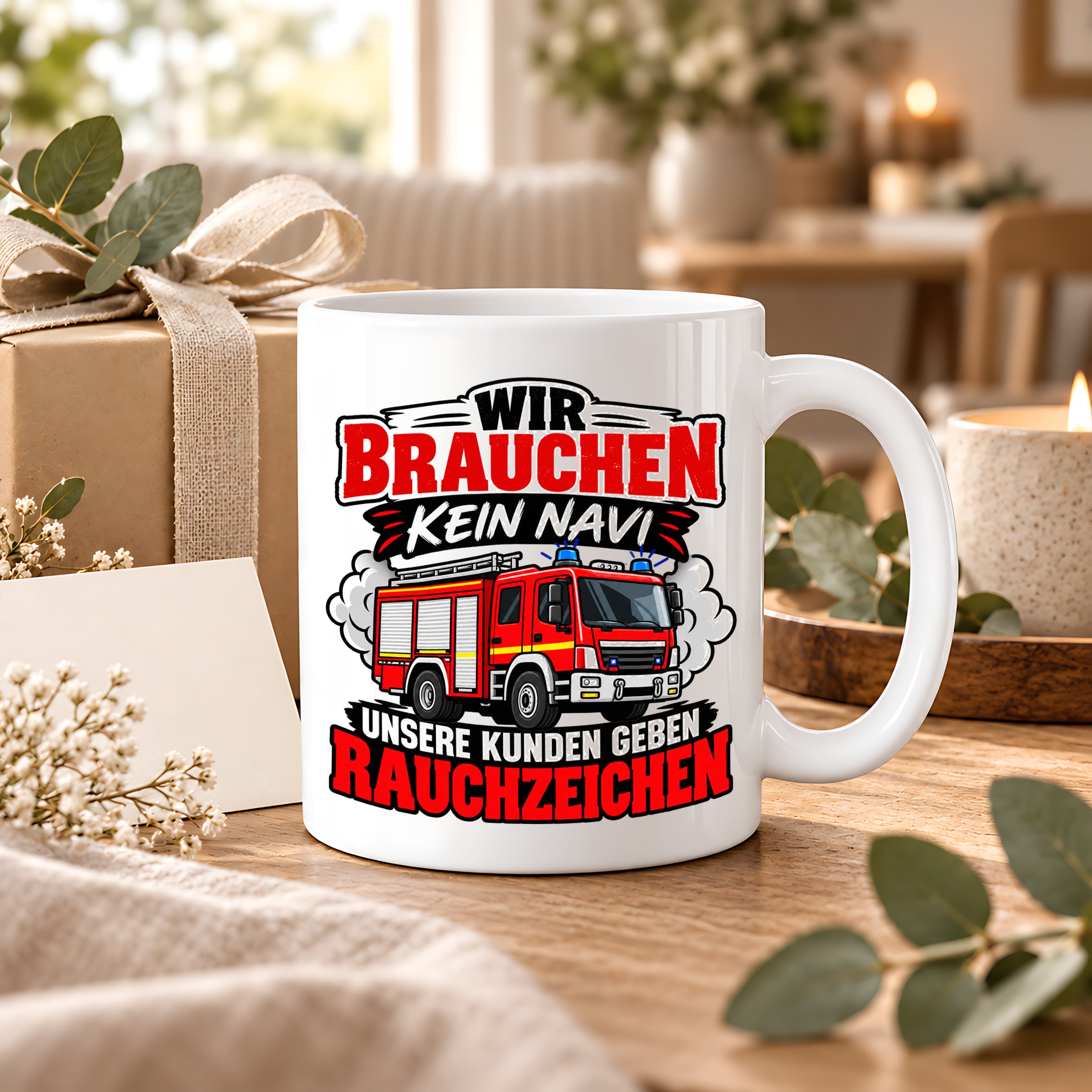 Herzbotschaft Tasse Feuerwehr Rauchzeichen lustiger Spruch Feuerwehrmann Geschenk Feuerwehr Geschenkidee für Kollegen Geburtstag Weihnachten 330 ml
