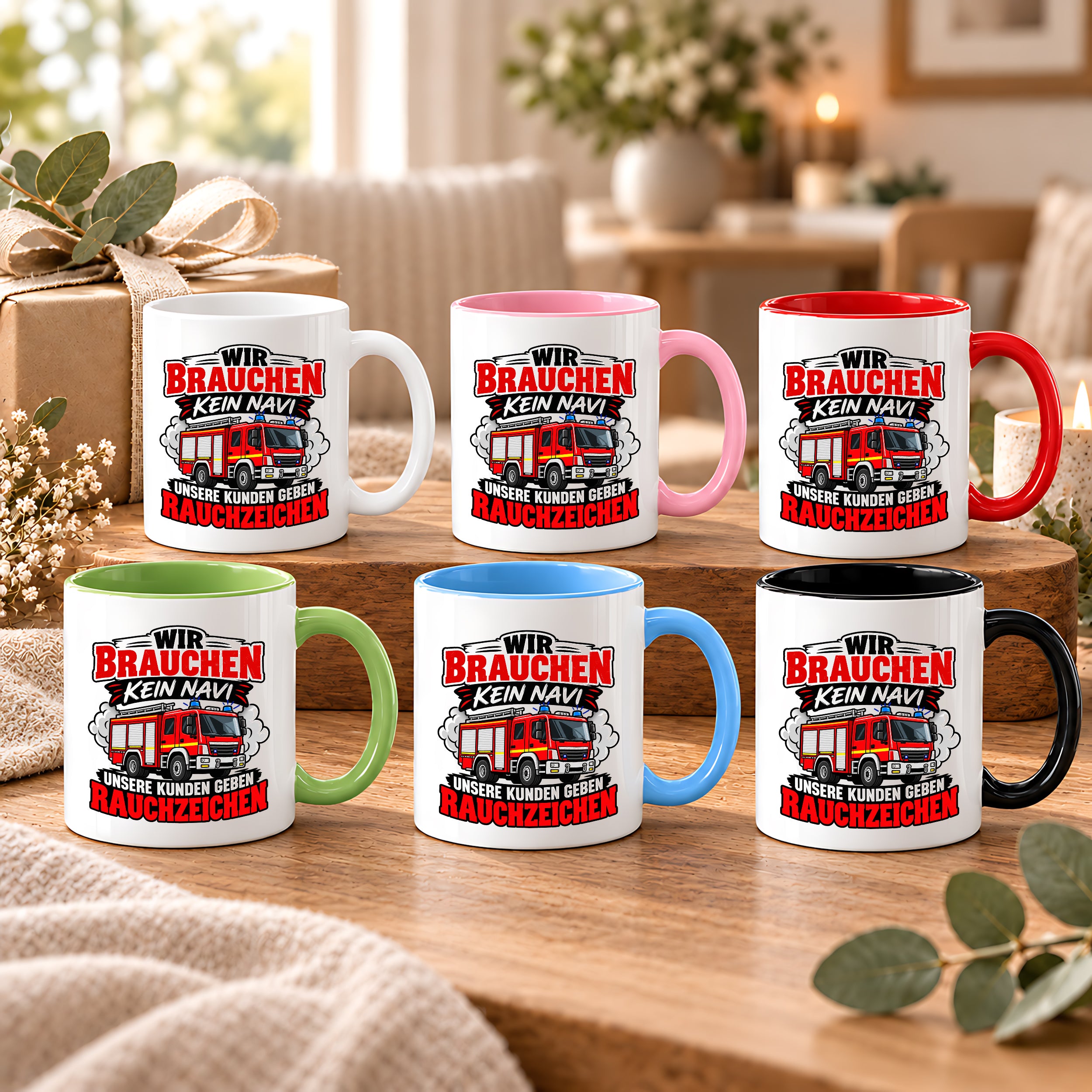 Herzbotschaft Tasse Feuerwehr Rauchzeichen lustiger Spruch Feuerwehrmann Geschenk Feuerwehr Geschenkidee für Kollegen Geburtstag Weihnachten 330 ml