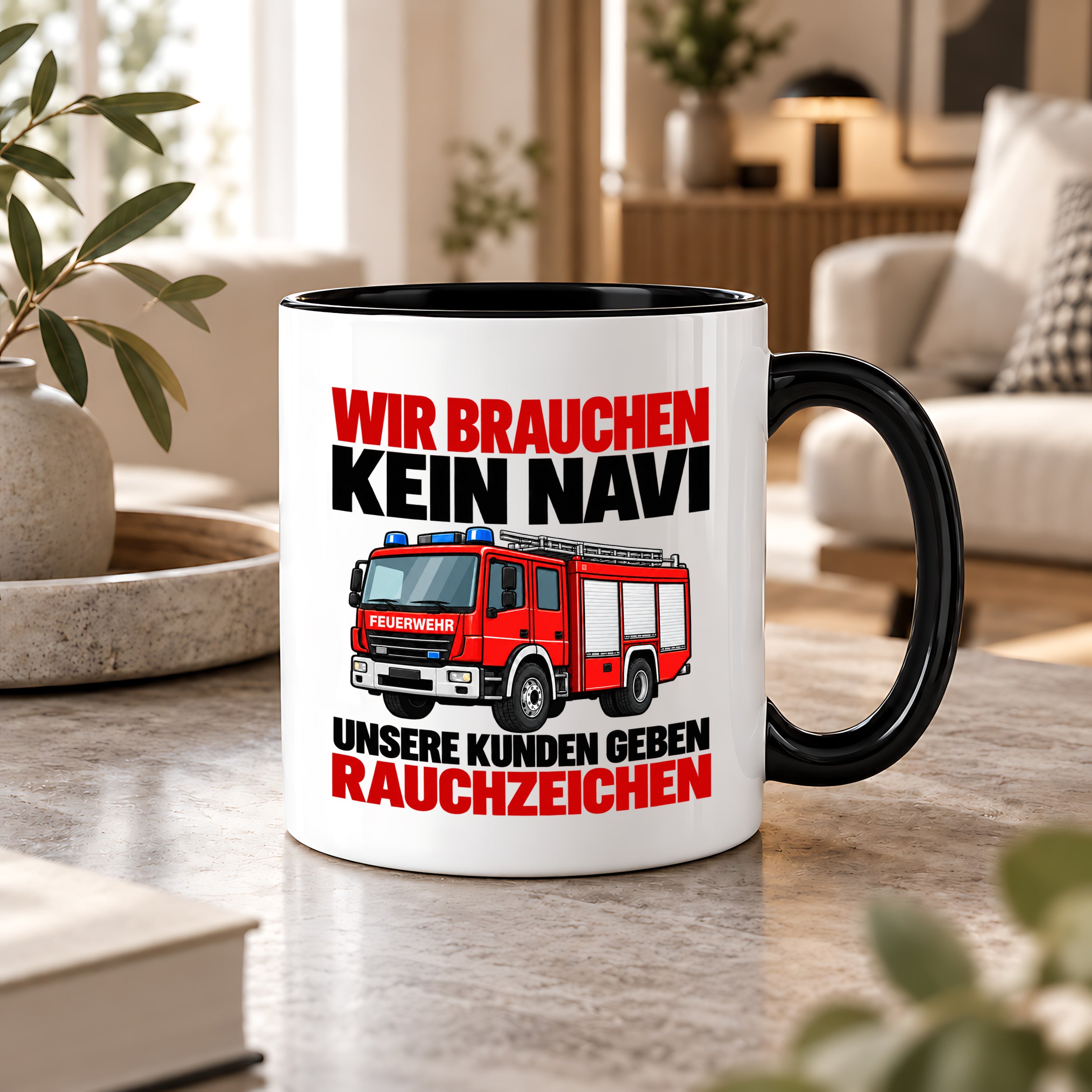 Feuerwehr Tasse lustiger Spruch 330 ml Geschenk Feuerwehrmann Feuerwehrfrau Geburtstag Weihnachten Rauchzeichen