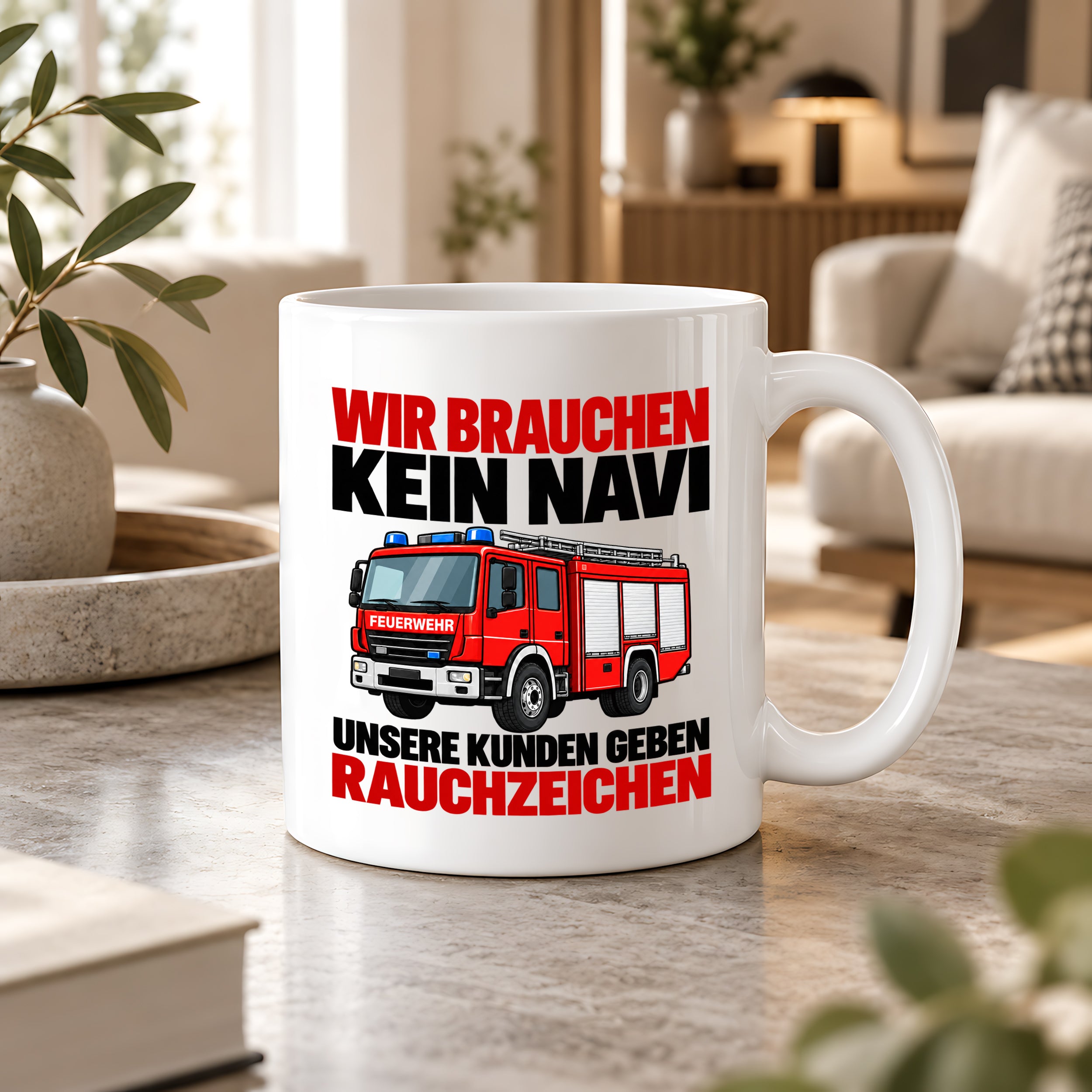 Feuerwehr Tasse lustiger Spruch 330 ml Geschenk Feuerwehrmann Feuerwehrfrau Geburtstag Weihnachten Rauchzeichen