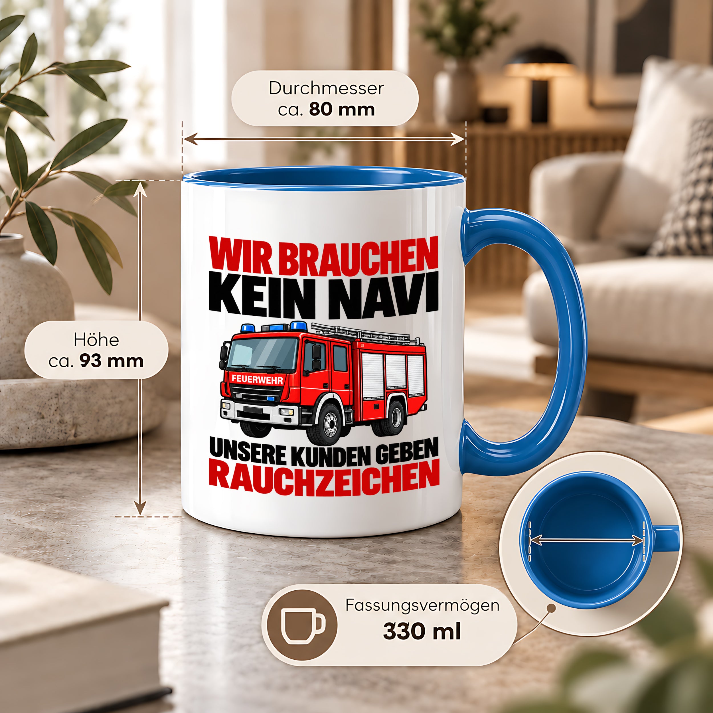 Feuerwehr Tasse lustiger Spruch 330 ml Geschenk Feuerwehrmann Feuerwehrfrau Geburtstag Weihnachten Rauchzeichen