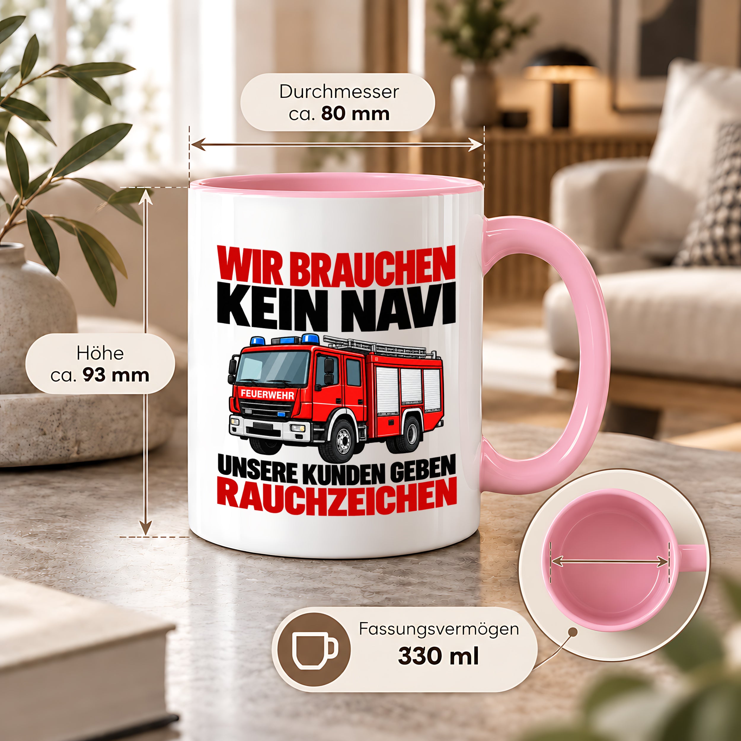 Feuerwehr Tasse lustiger Spruch 330 ml Geschenk Feuerwehrmann Feuerwehrfrau Geburtstag Weihnachten Rauchzeichen