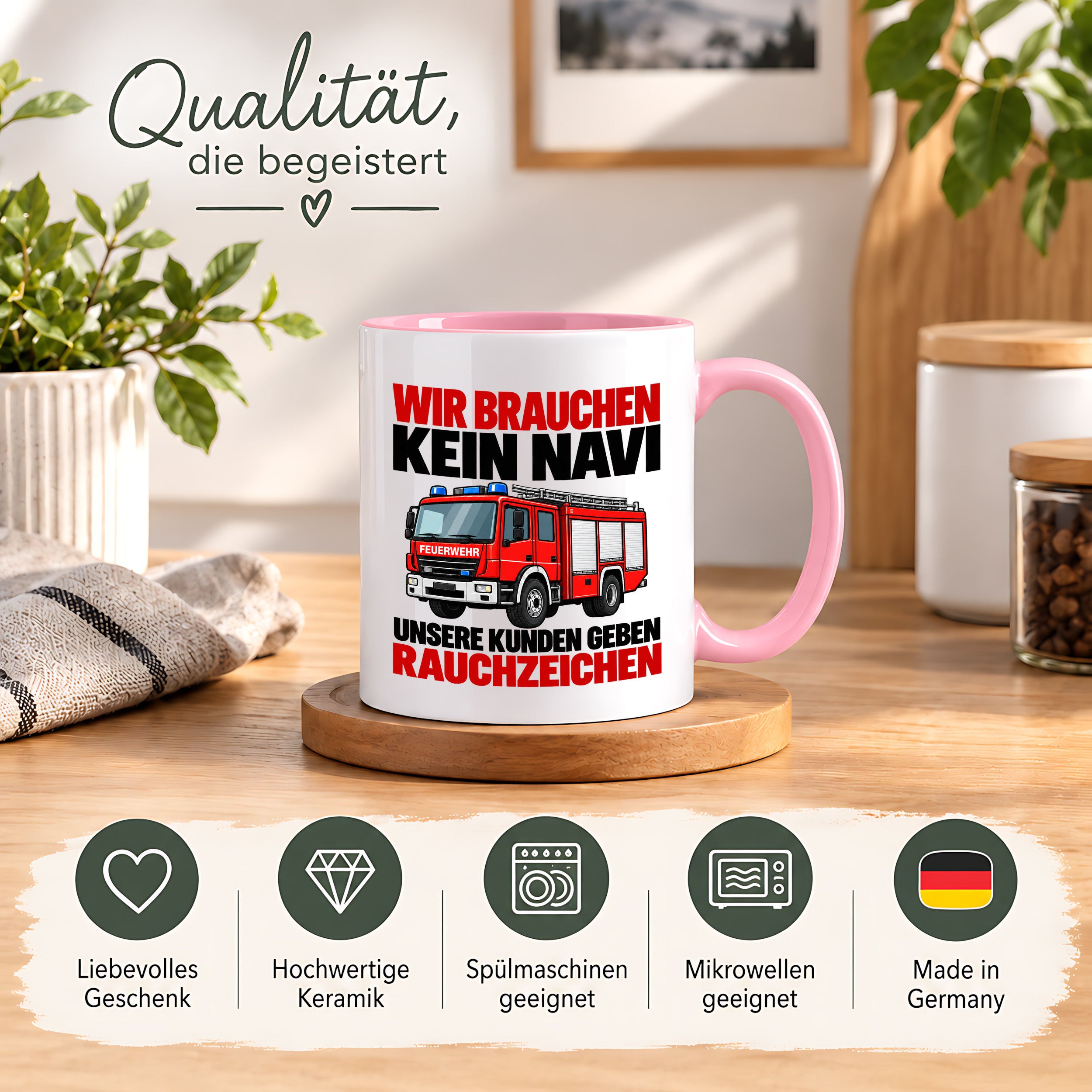 Feuerwehr Tasse lustiger Spruch 330 ml Geschenk Feuerwehrmann Feuerwehrfrau Geburtstag Weihnachten Rauchzeichen