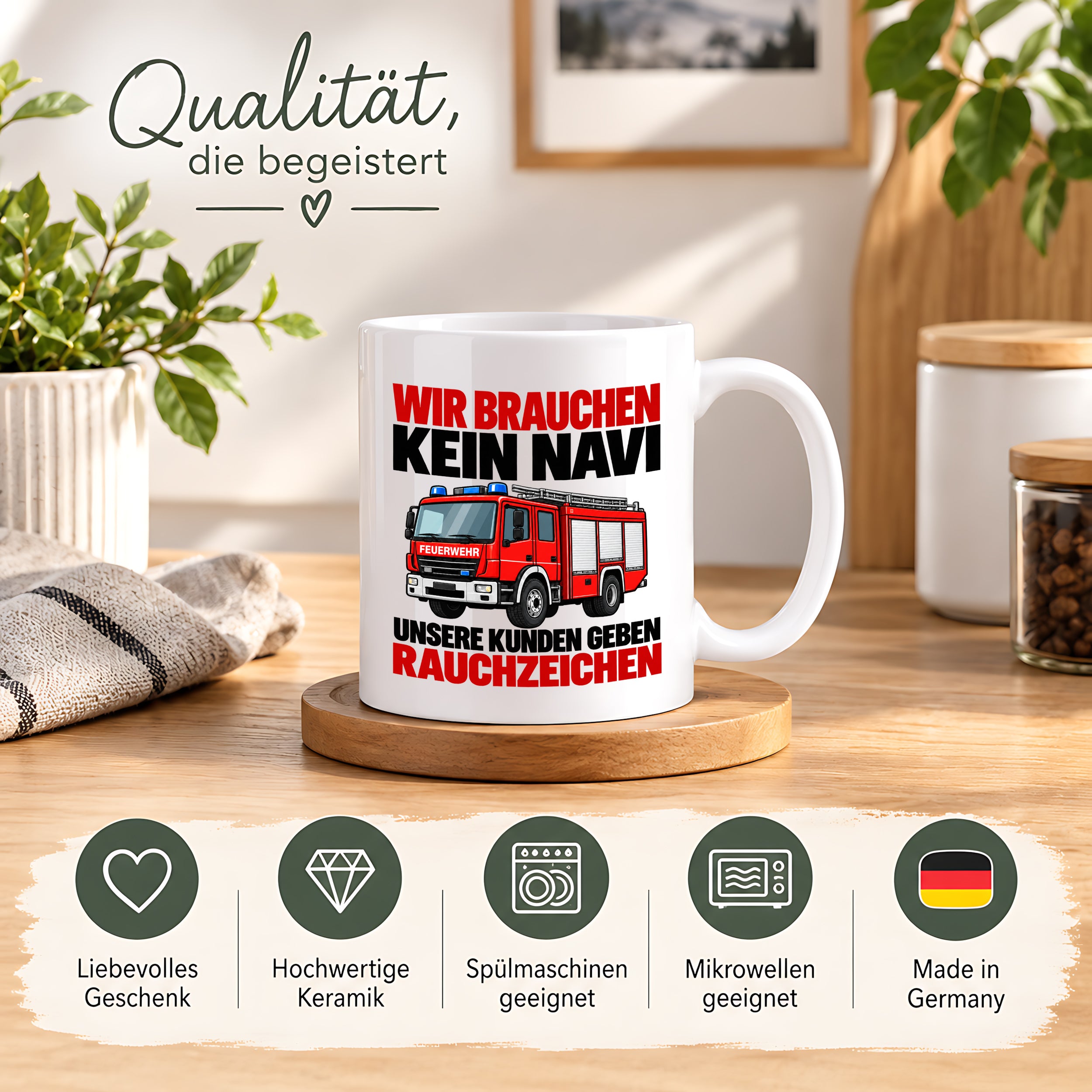 Feuerwehr Tasse lustiger Spruch 330 ml Geschenk Feuerwehrmann Feuerwehrfrau Geburtstag Weihnachten Rauchzeichen