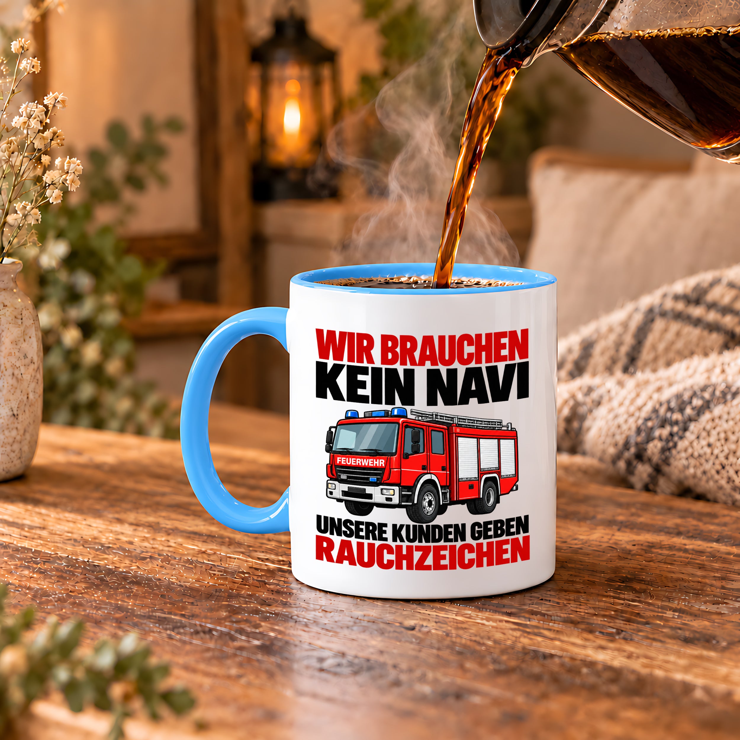 Feuerwehr Tasse lustiger Spruch 330 ml Geschenk Feuerwehrmann Feuerwehrfrau Geburtstag Weihnachten Rauchzeichen