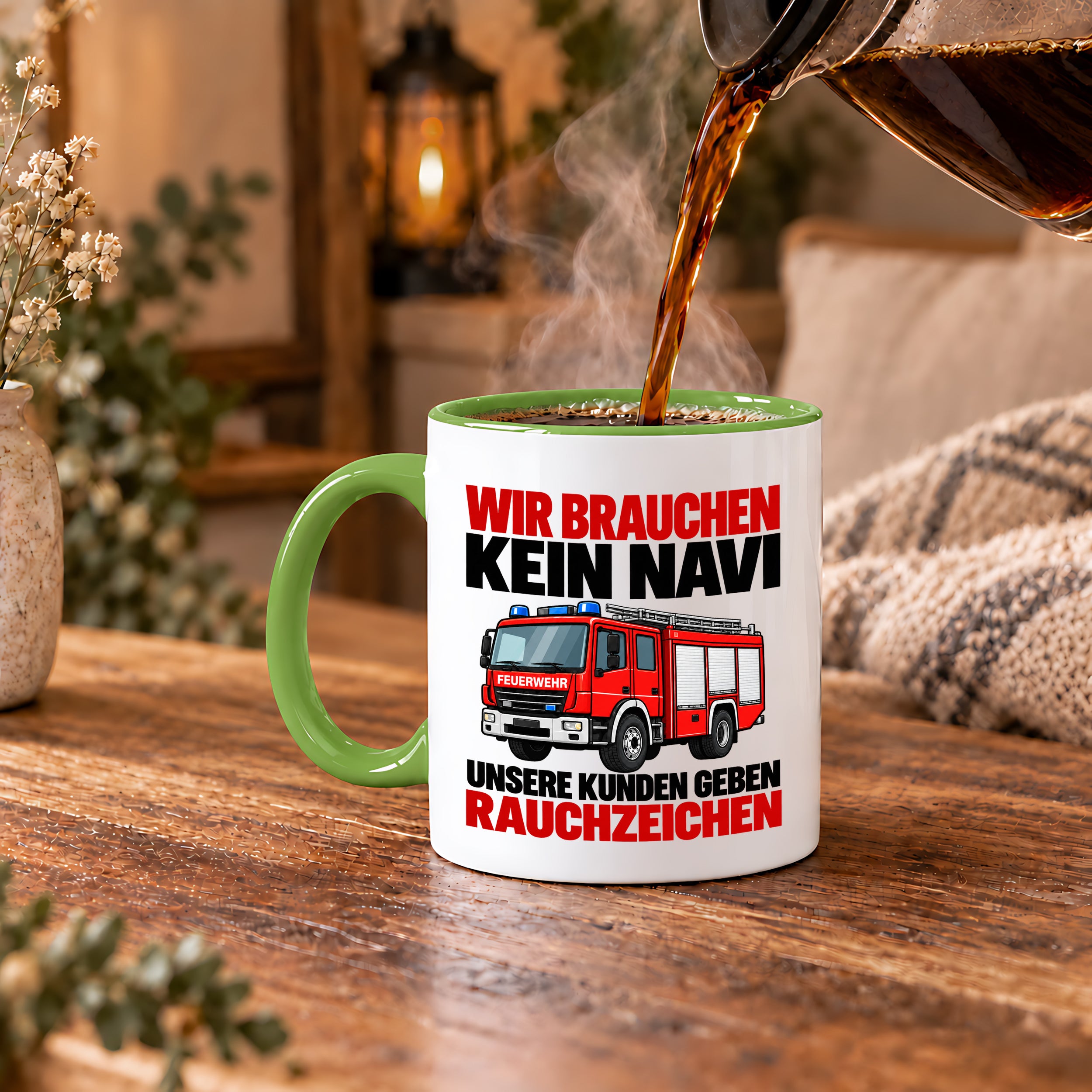 Feuerwehr Tasse lustiger Spruch 330 ml Geschenk Feuerwehrmann Feuerwehrfrau Geburtstag Weihnachten Rauchzeichen