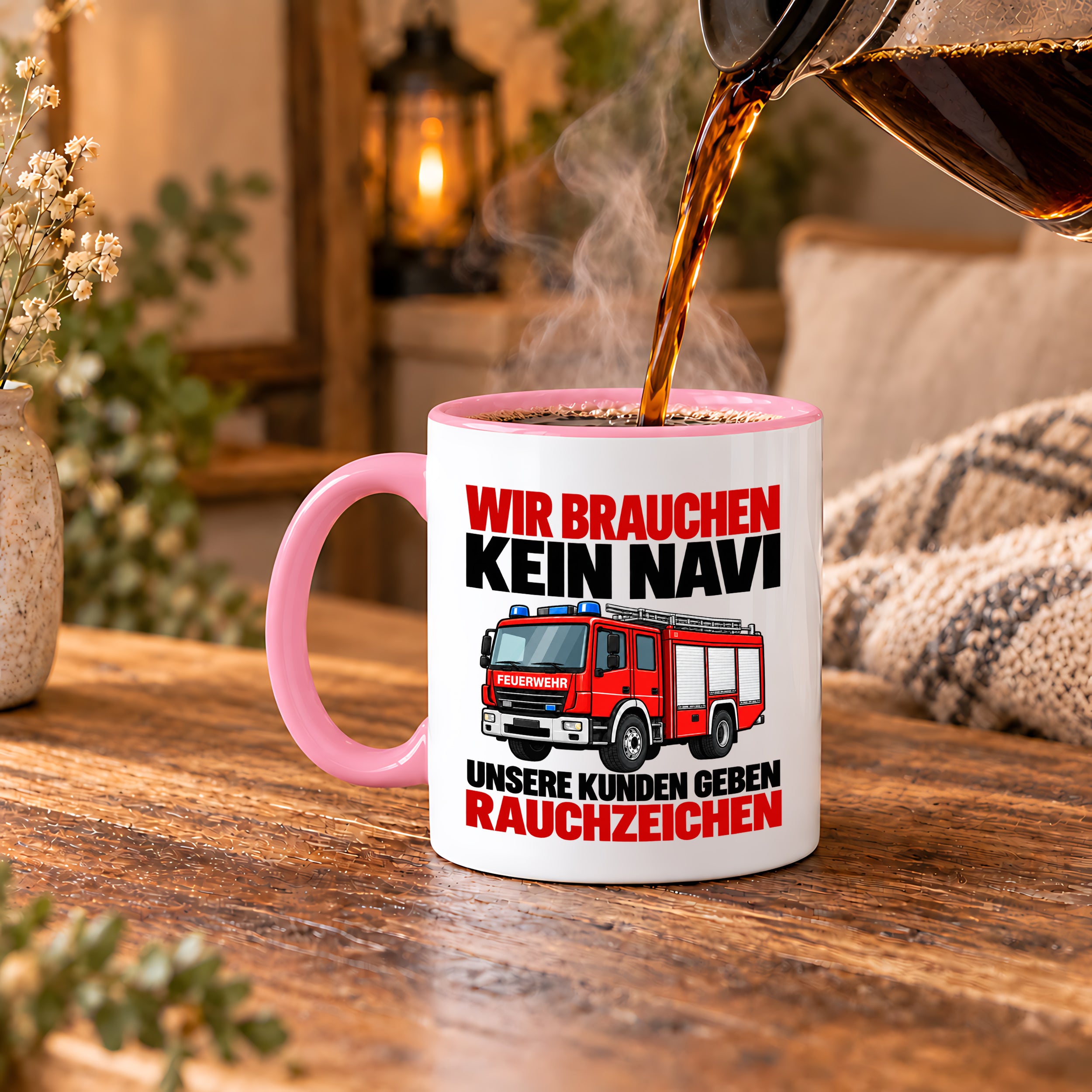 Feuerwehr Tasse lustiger Spruch 330 ml Geschenk Feuerwehrmann Feuerwehrfrau Geburtstag Weihnachten Rauchzeichen