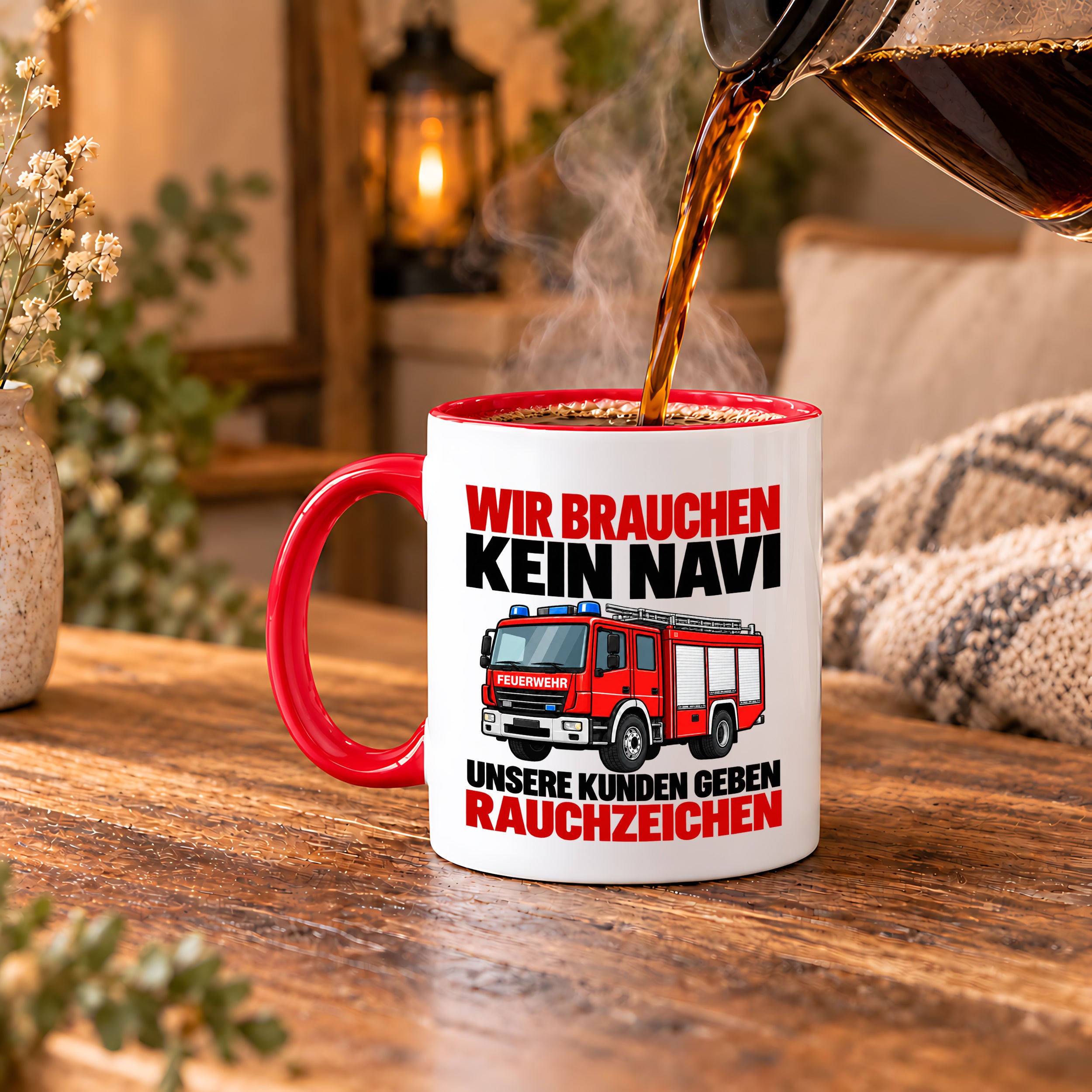 Feuerwehr Tasse lustiger Spruch 330 ml Geschenk Feuerwehrmann Feuerwehrfrau Geburtstag Weihnachten Rauchzeichen