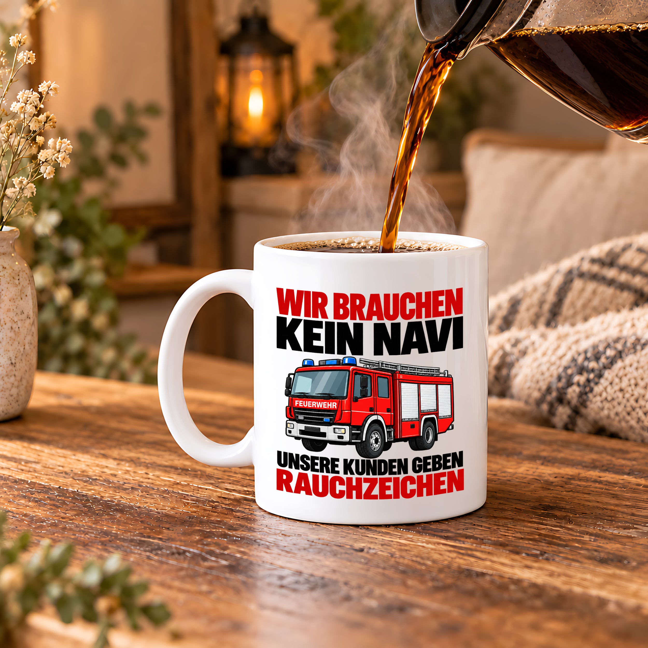 Feuerwehr Tasse lustiger Spruch 330 ml Geschenk Feuerwehrmann Feuerwehrfrau Geburtstag Weihnachten Rauchzeichen