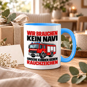 Feuerwehr Tasse lustiger Spruch 330 ml Geschenk Feuerwehrmann Feuerwehrfrau Geburtstag Weihnachten Rauchzeichen