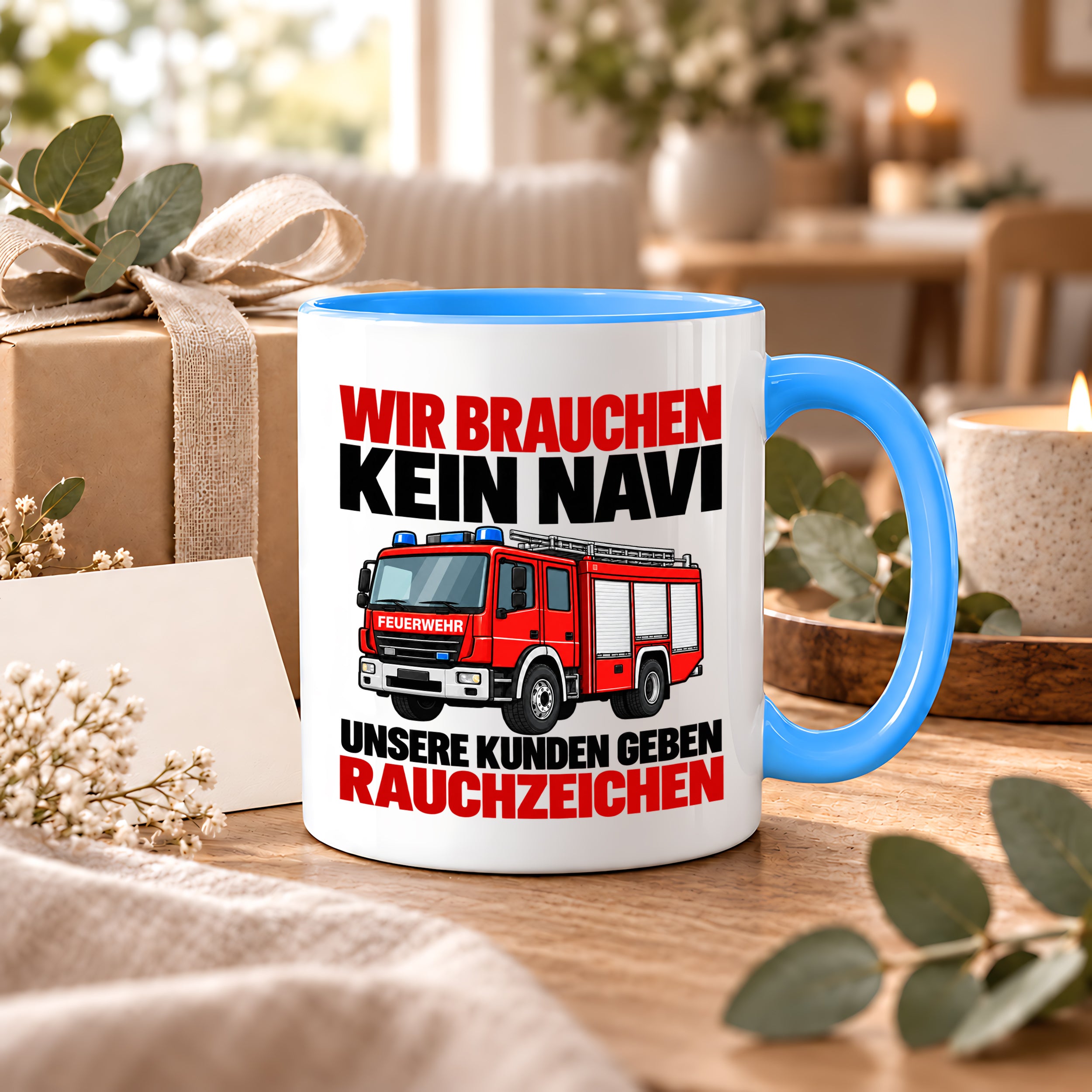 Feuerwehr Tasse lustiger Spruch 330 ml Geschenk Feuerwehrmann Feuerwehrfrau Geburtstag Weihnachten Rauchzeichen