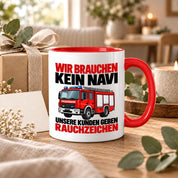 Feuerwehr Tasse lustiger Spruch 330 ml Geschenk Feuerwehrmann Feuerwehrfrau Geburtstag Weihnachten Rauchzeichen