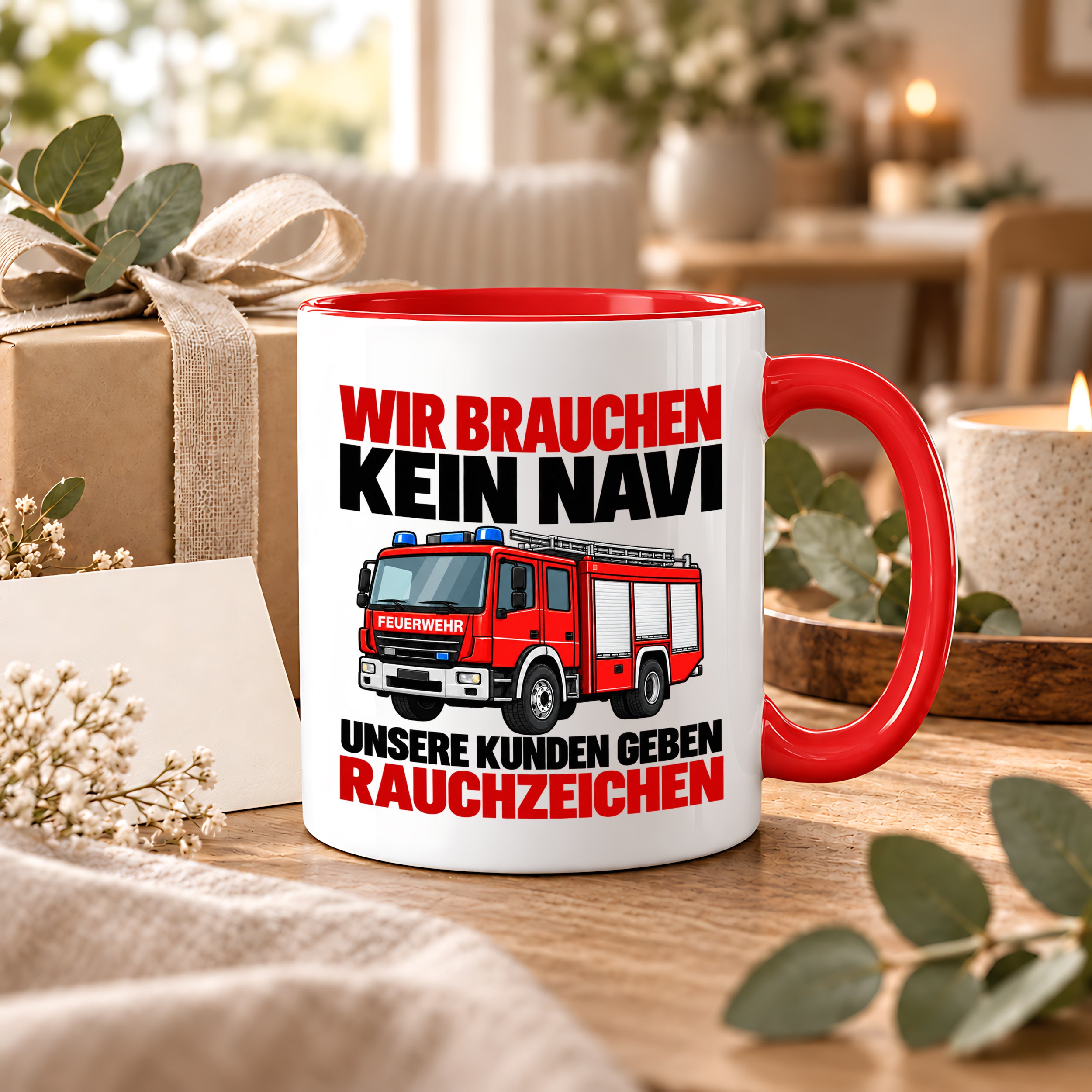 Feuerwehr Tasse lustiger Spruch 330 ml Geschenk Feuerwehrmann Feuerwehrfrau Geburtstag Weihnachten Rauchzeichen