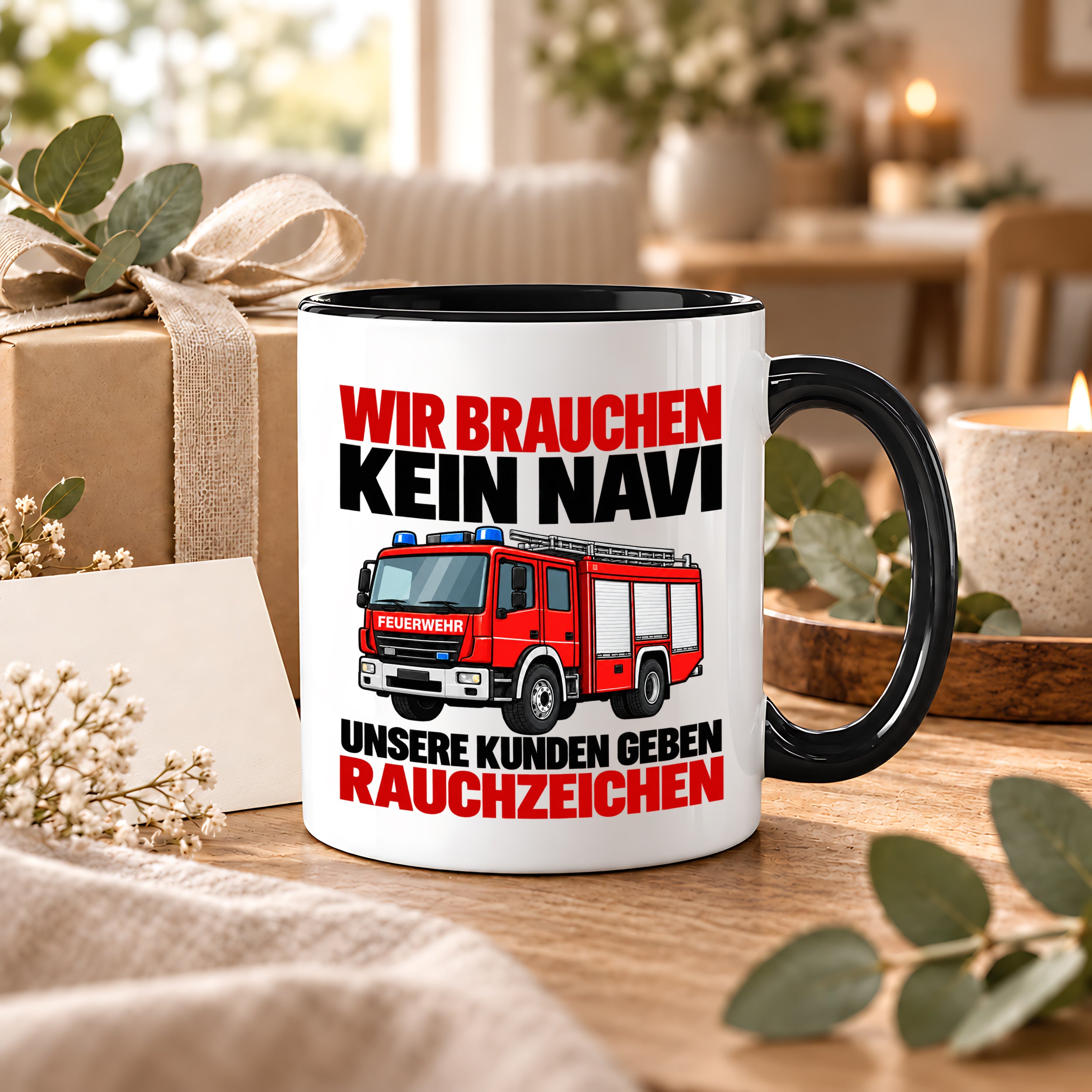 Feuerwehr Tasse lustiger Spruch 330 ml Geschenk Feuerwehrmann Feuerwehrfrau Geburtstag Weihnachten Rauchzeichen