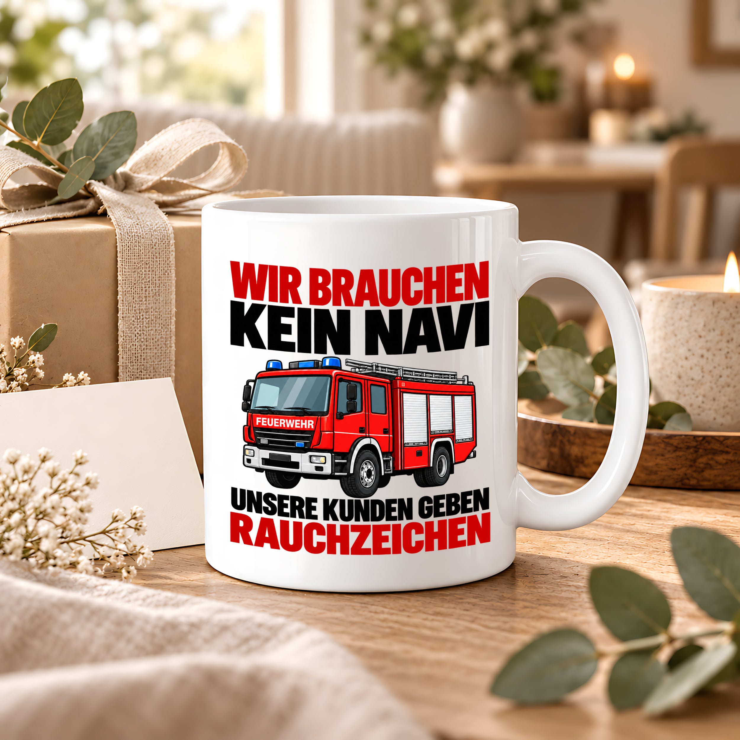 Feuerwehr Tasse lustiger Spruch 330 ml Geschenk Feuerwehrmann Feuerwehrfrau Geburtstag Weihnachten Rauchzeichen
