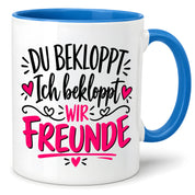 Tasse beste Freunde bekloppt lustiger Spruch Freundschaft Geschenk für Freundin Freund Geburtstag Weihnachten 330 ml