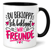 Tasse beste Freunde bekloppt lustiger Spruch Freundschaft Geschenk für Freundin Freund Geburtstag Weihnachten 330 ml