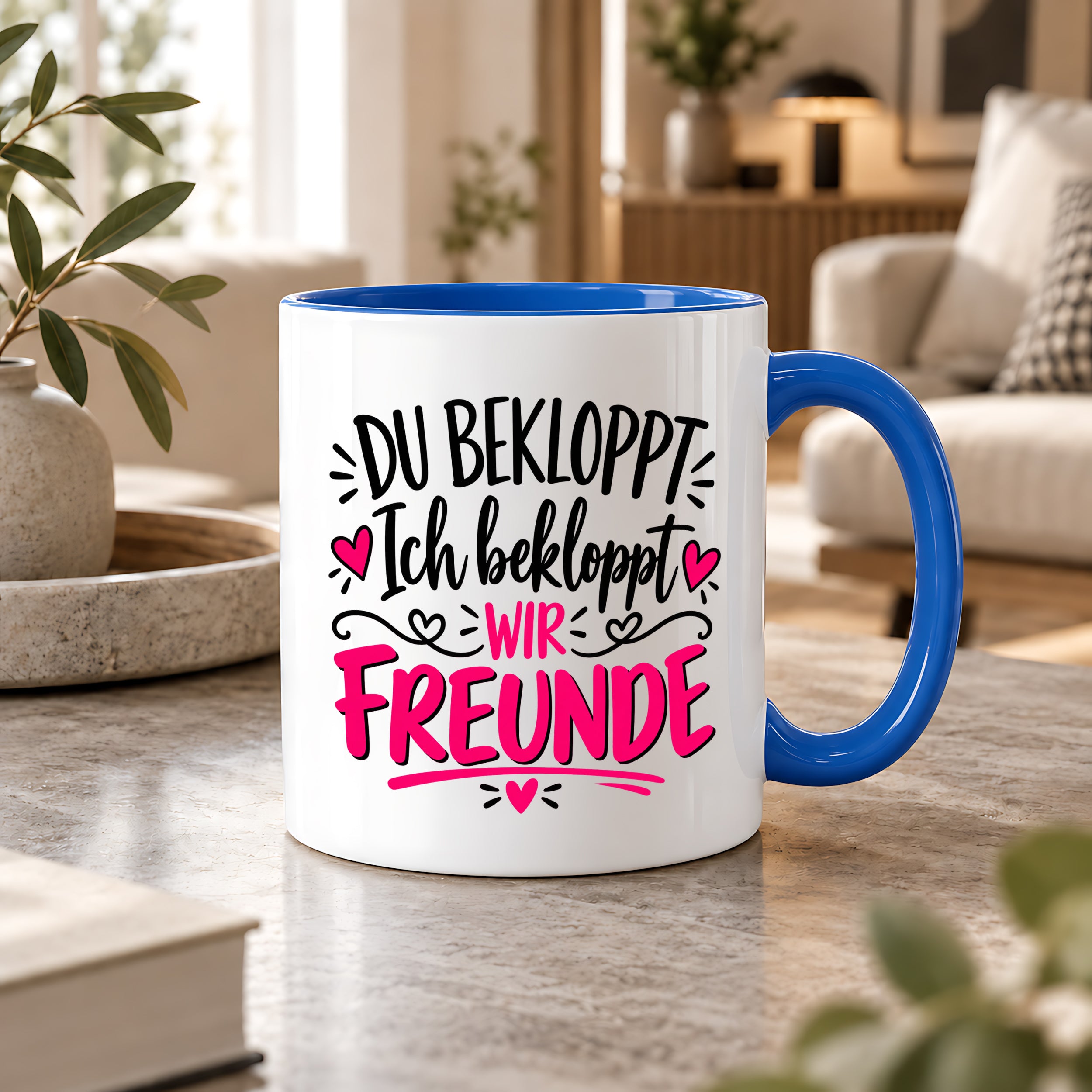 Tasse beste Freunde bekloppt lustiger Spruch Freundschaft Geschenk für Freundin Freund Geburtstag Weihnachten 330 ml