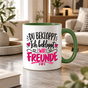 Tasse beste Freunde bekloppt lustiger Spruch Freundschaft Geschenk für Freundin Freund Geburtstag Weihnachten 330 ml