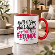Tasse beste Freunde bekloppt lustiger Spruch Freundschaft Geschenk für Freundin Freund Geburtstag Weihnachten 330 ml