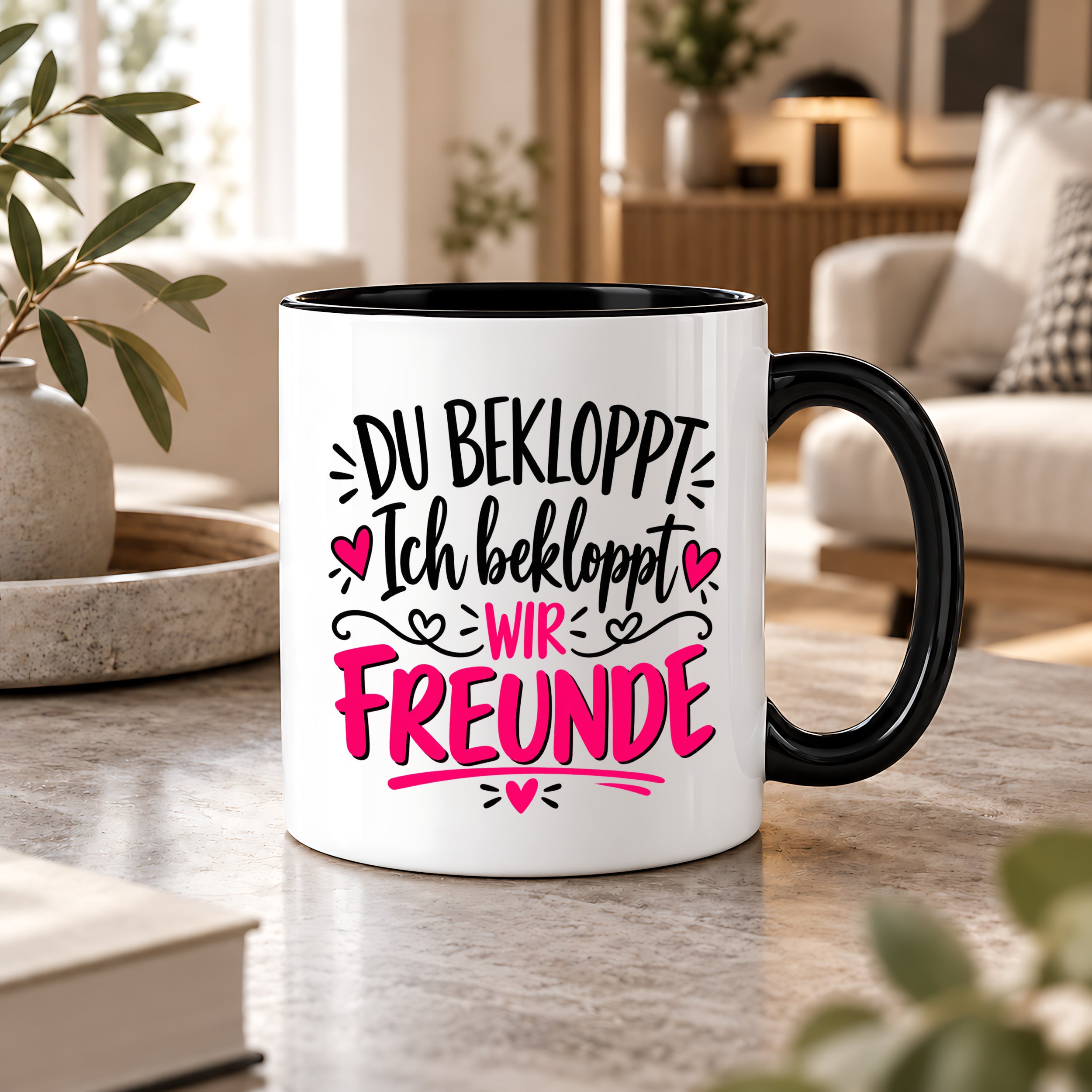 Tasse beste Freunde bekloppt lustiger Spruch Freundschaft Geschenk für Freundin Freund Geburtstag Weihnachten 330 ml
