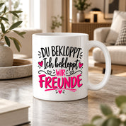 Tasse beste Freunde bekloppt lustiger Spruch Freundschaft Geschenk für Freundin Freund Geburtstag Weihnachten 330 ml