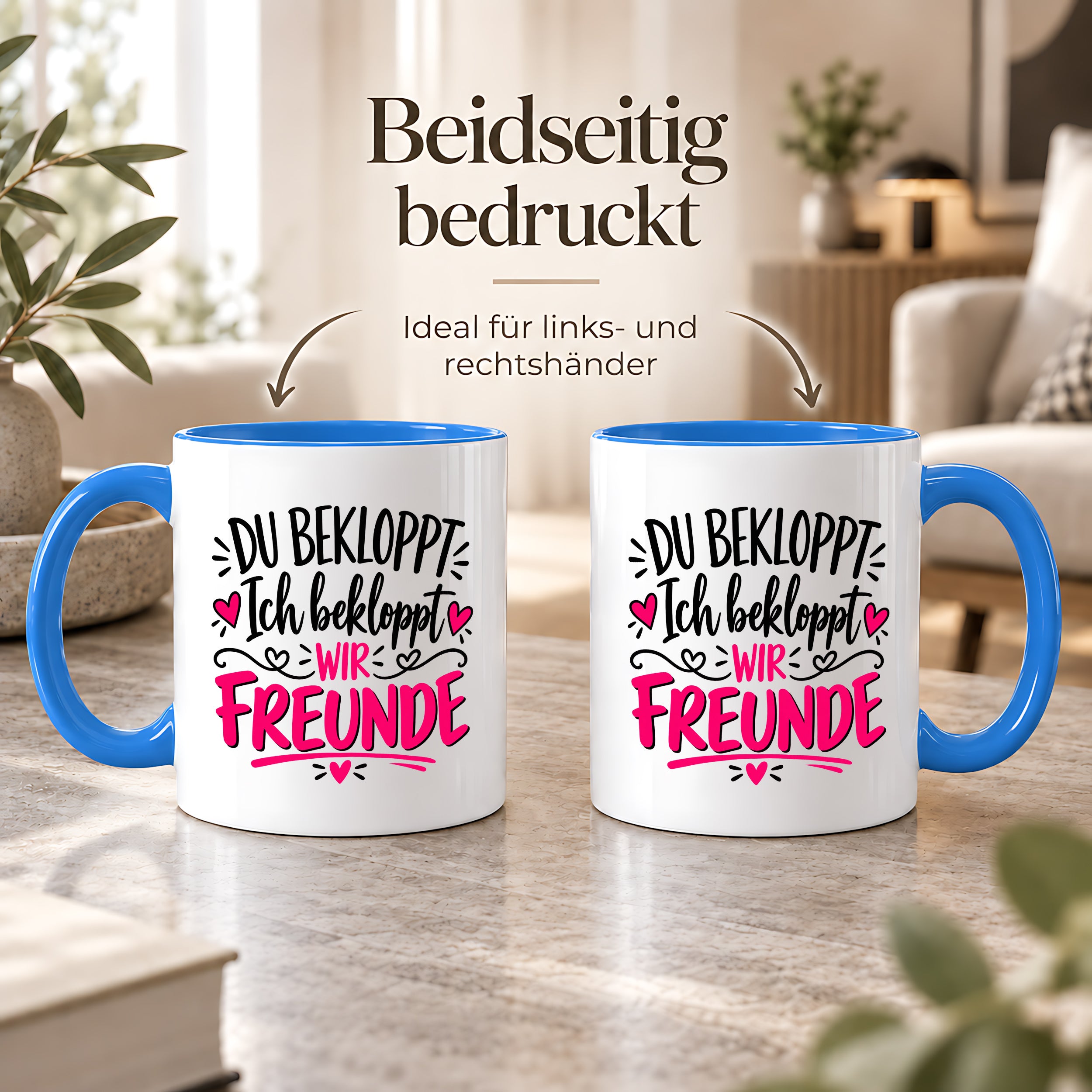 Tasse beste Freunde bekloppt lustiger Spruch Freundschaft Geschenk für Freundin Freund Geburtstag Weihnachten 330 ml