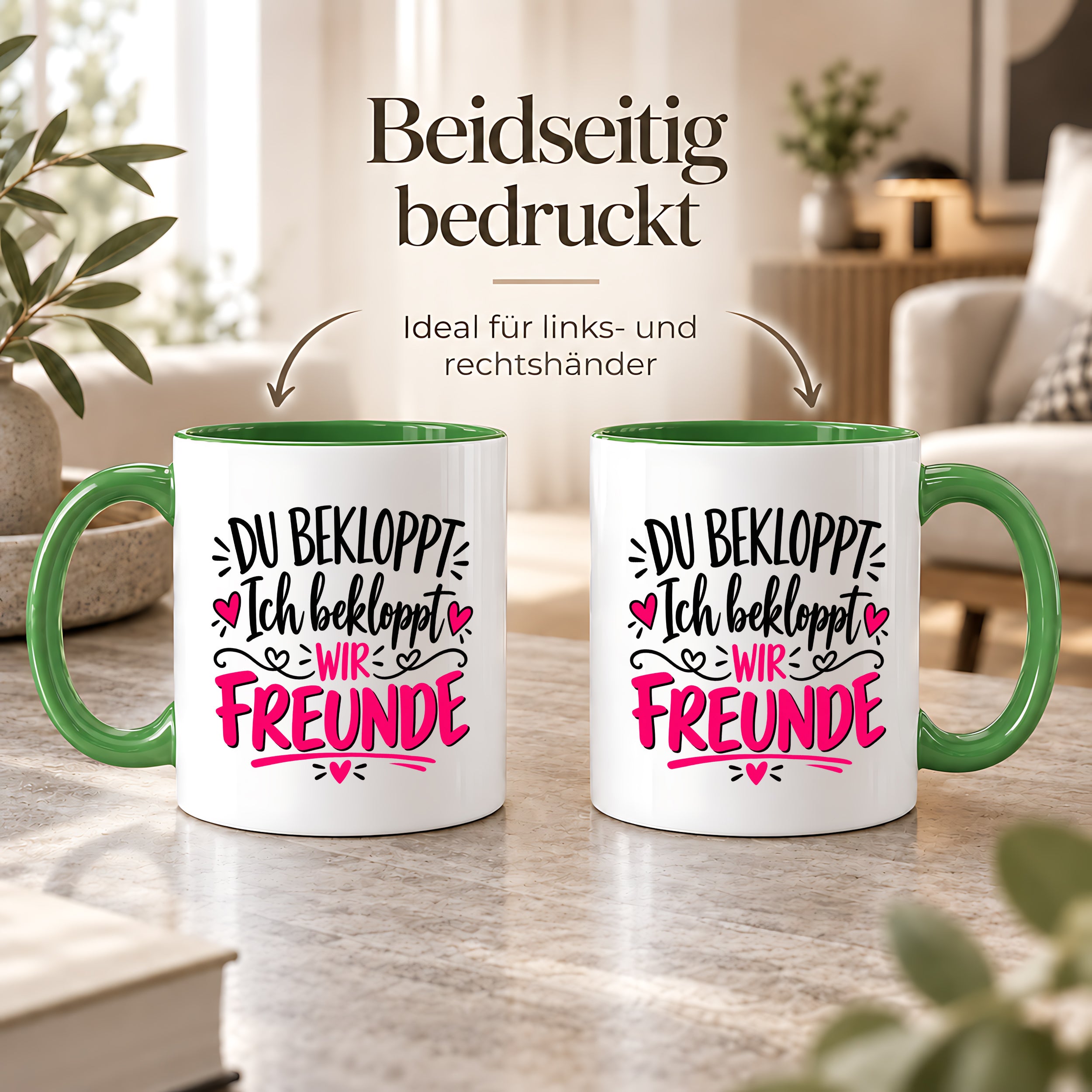 Tasse beste Freunde bekloppt lustiger Spruch Freundschaft Geschenk für Freundin Freund Geburtstag Weihnachten 330 ml