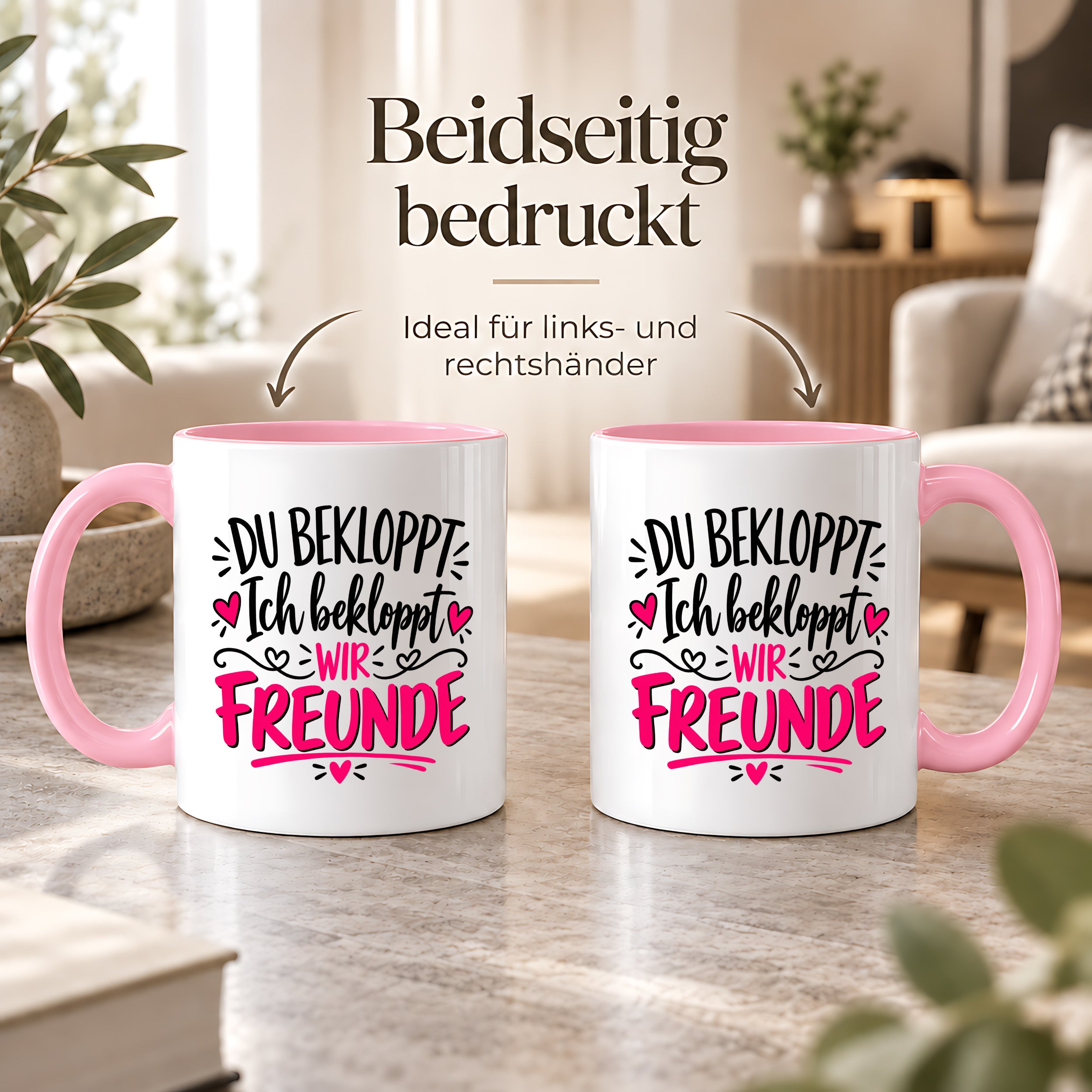 Tasse beste Freunde bekloppt lustiger Spruch Freundschaft Geschenk für Freundin Freund Geburtstag Weihnachten 330 ml