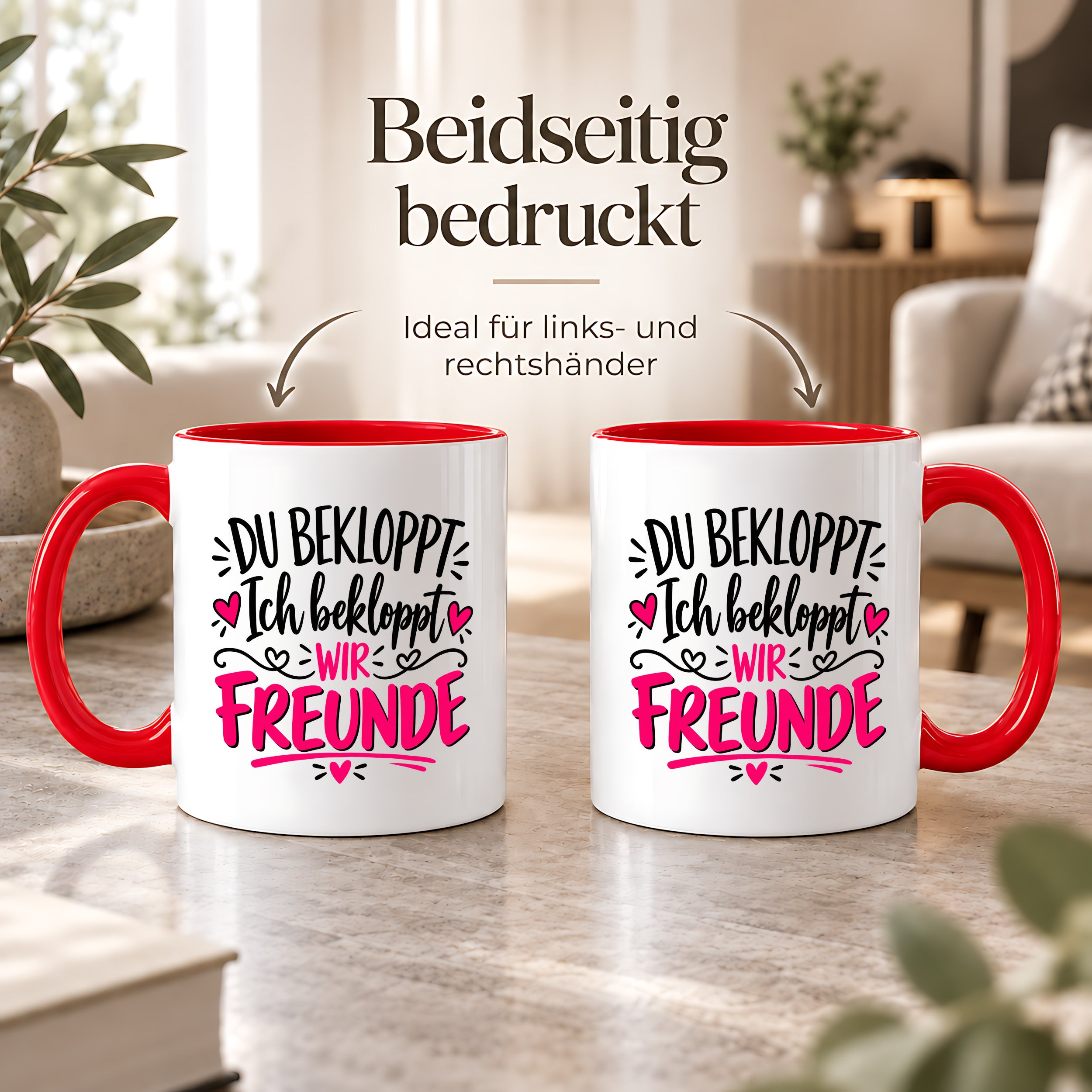 Tasse beste Freunde bekloppt lustiger Spruch Freundschaft Geschenk für Freundin Freund Geburtstag Weihnachten 330 ml