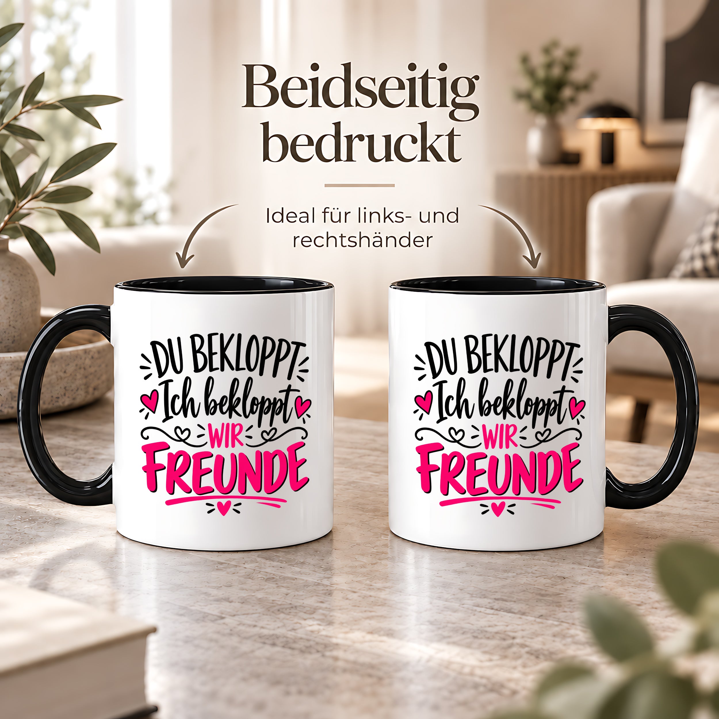 Tasse beste Freunde bekloppt lustiger Spruch Freundschaft Geschenk für Freundin Freund Geburtstag Weihnachten 330 ml
