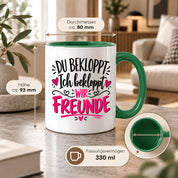 Tasse beste Freunde bekloppt lustiger Spruch Freundschaft Geschenk für Freundin Freund Geburtstag Weihnachten 330 ml