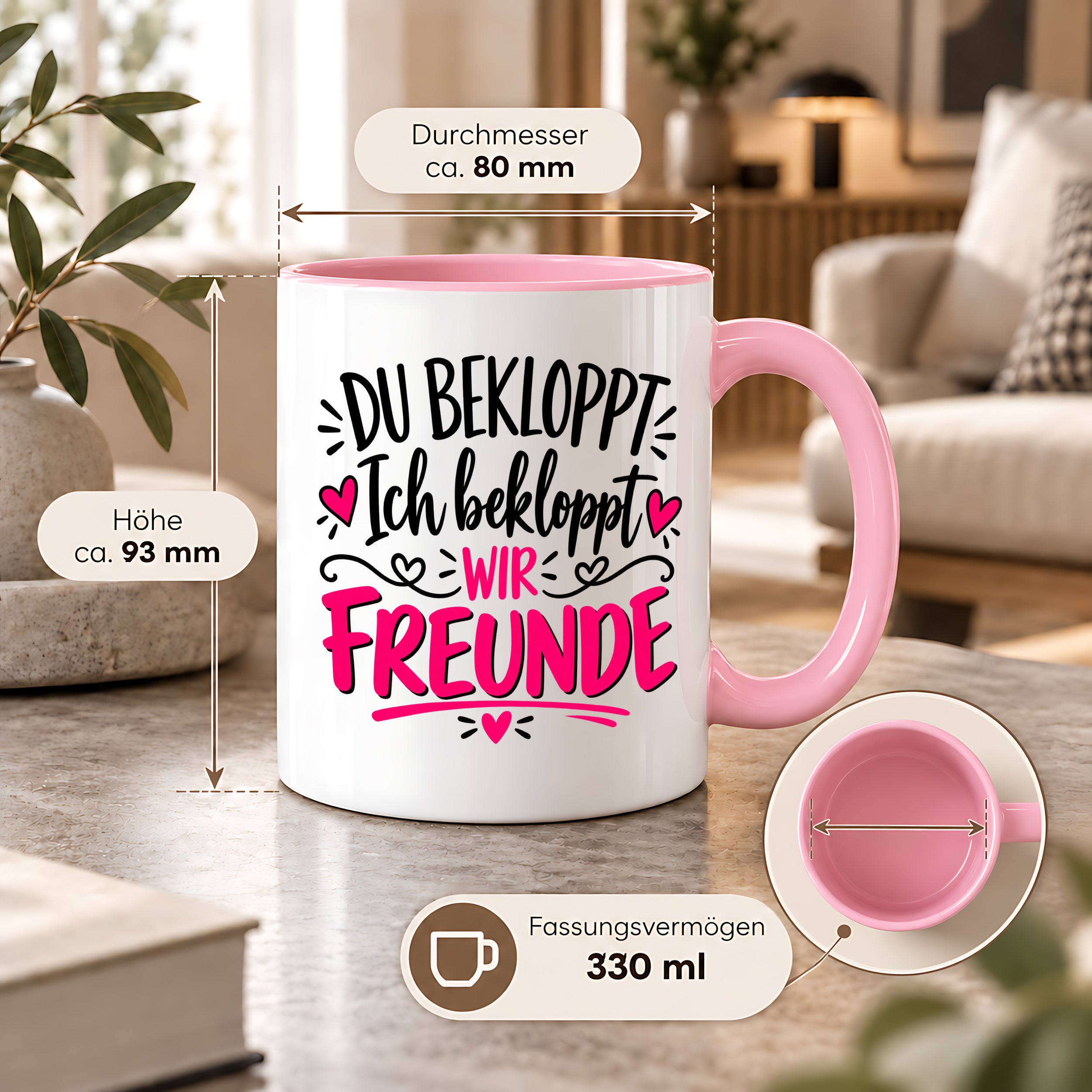Tasse beste Freunde bekloppt lustiger Spruch Freundschaft Geschenk für Freundin Freund Geburtstag Weihnachten 330 ml