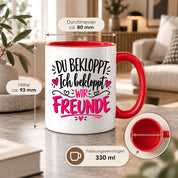Tasse beste Freunde bekloppt lustiger Spruch Freundschaft Geschenk für Freundin Freund Geburtstag Weihnachten 330 ml