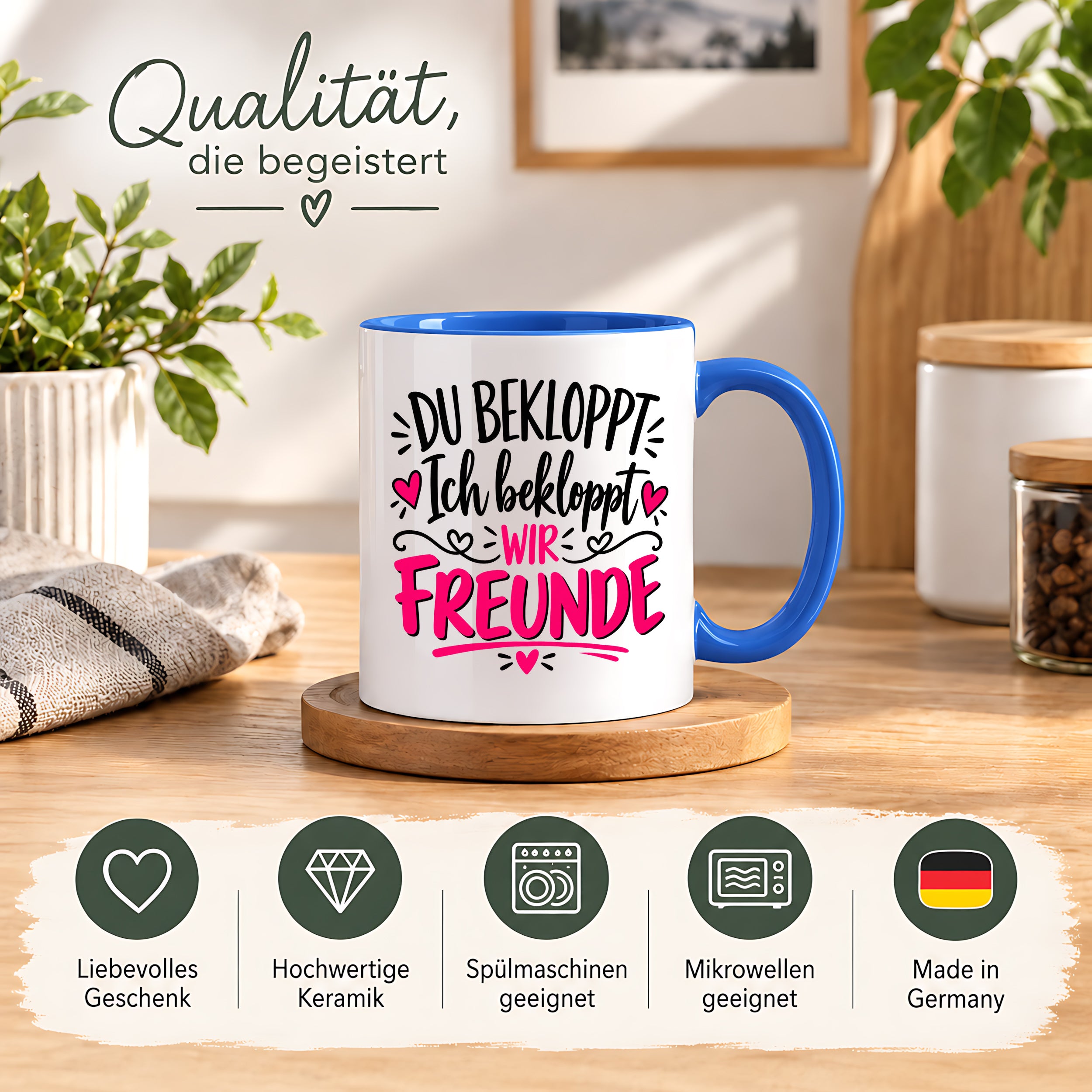 Tasse beste Freunde bekloppt lustiger Spruch Freundschaft Geschenk für Freundin Freund Geburtstag Weihnachten 330 ml