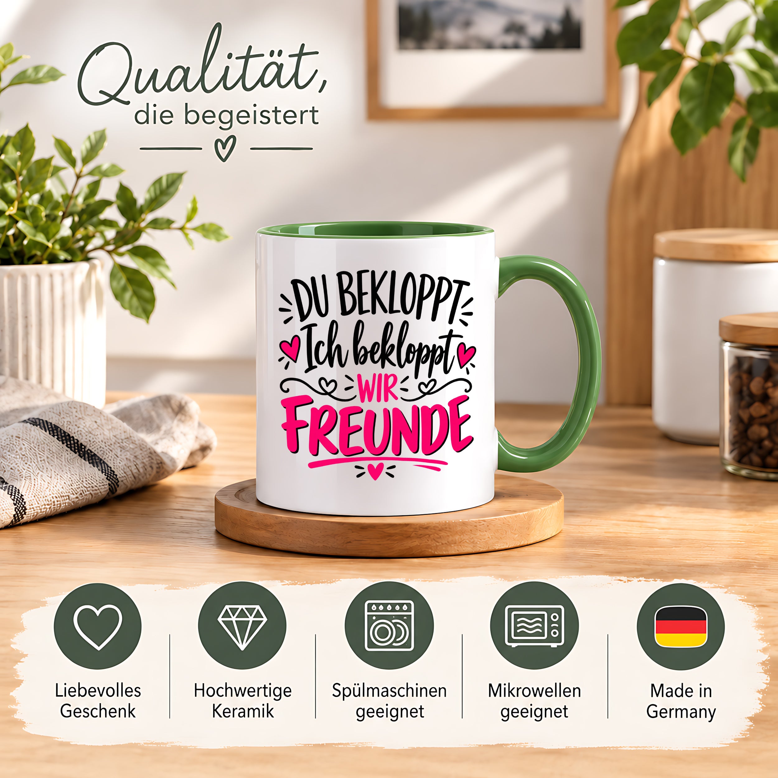 Tasse beste Freunde bekloppt lustiger Spruch Freundschaft Geschenk für Freundin Freund Geburtstag Weihnachten 330 ml