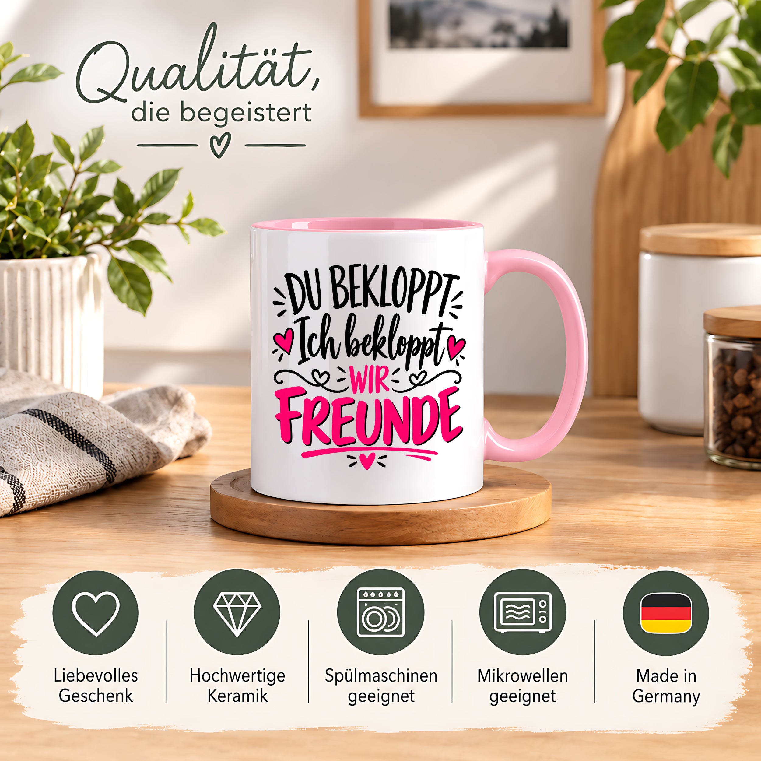 Tasse beste Freunde bekloppt lustiger Spruch Freundschaft Geschenk für Freundin Freund Geburtstag Weihnachten 330 ml