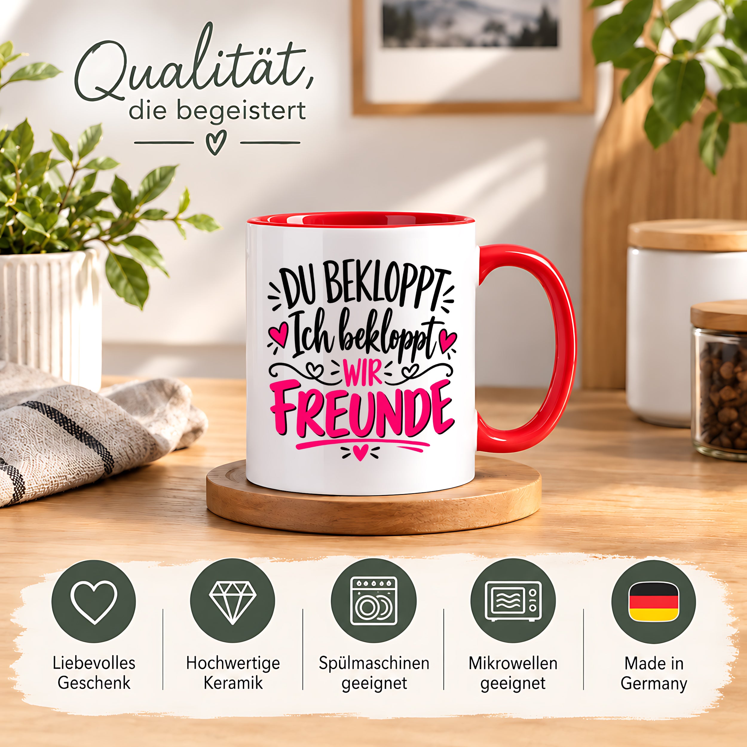 Tasse beste Freunde bekloppt lustiger Spruch Freundschaft Geschenk für Freundin Freund Geburtstag Weihnachten 330 ml