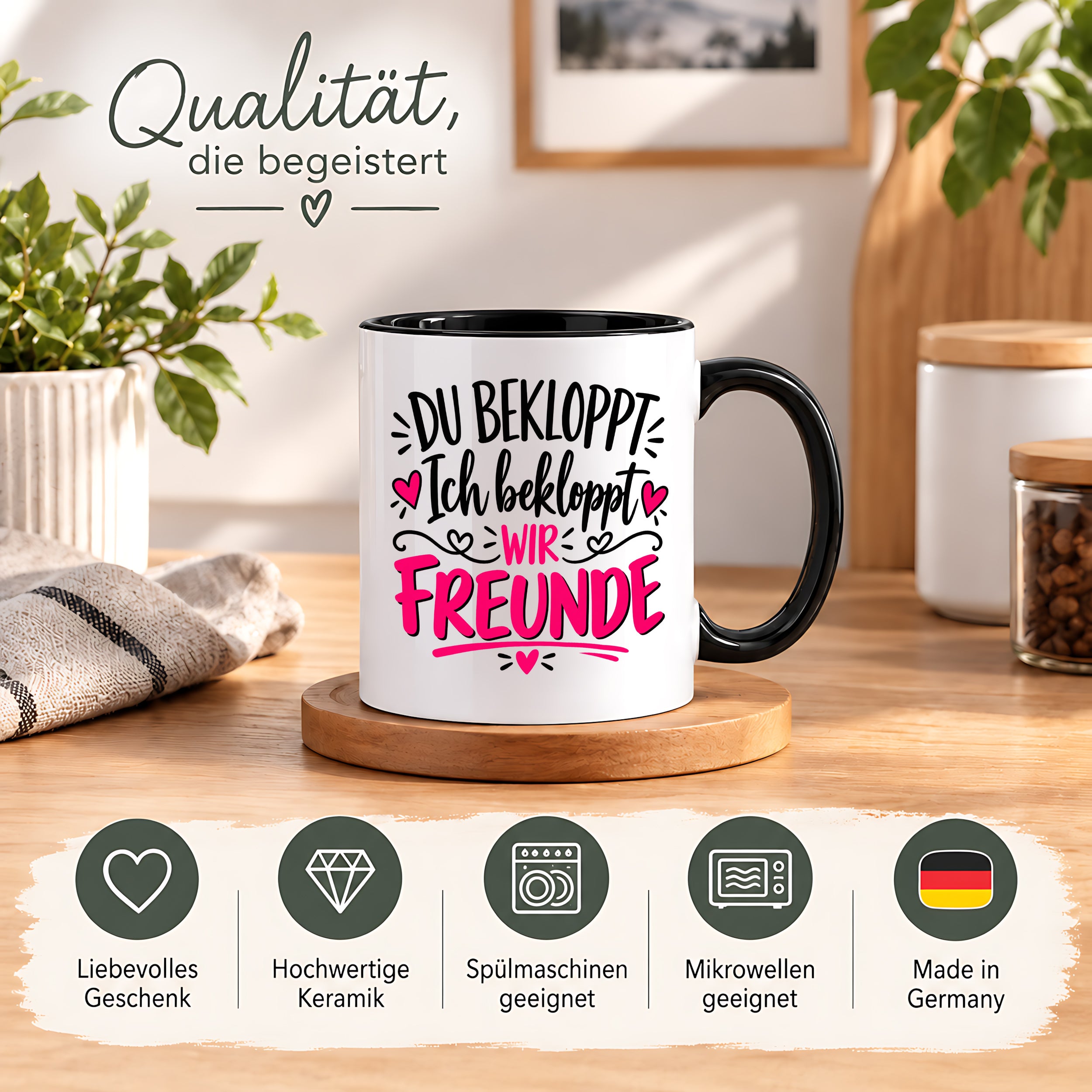 Tasse beste Freunde bekloppt lustiger Spruch Freundschaft Geschenk für Freundin Freund Geburtstag Weihnachten 330 ml