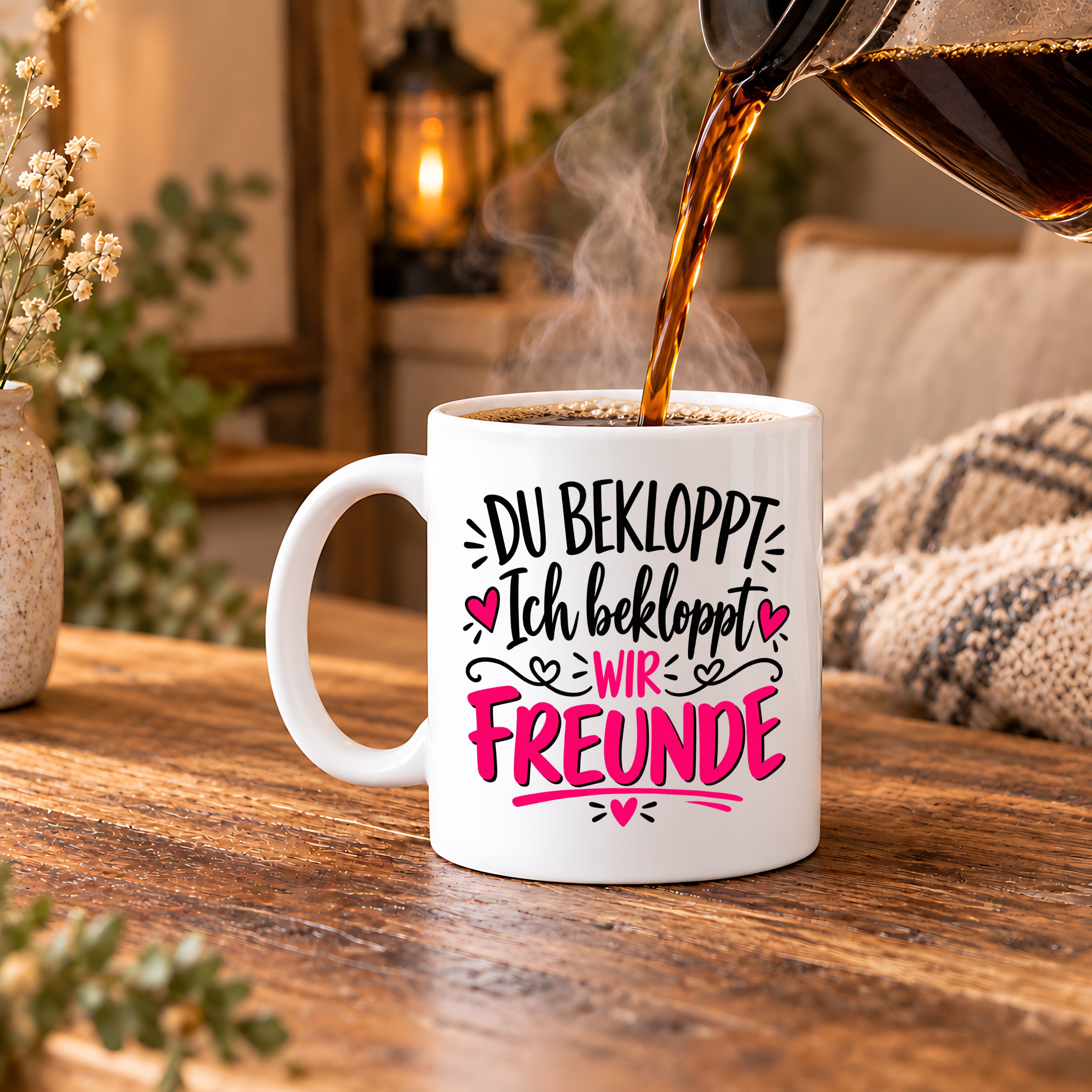 Tasse beste Freunde bekloppt lustiger Spruch Freundschaft Geschenk für Freundin Freund Geburtstag Weihnachten 330 ml