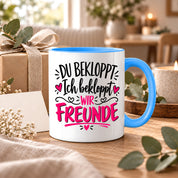 Tasse beste Freunde bekloppt lustiger Spruch Freundschaft Geschenk für Freundin Freund Geburtstag Weihnachten 330 ml