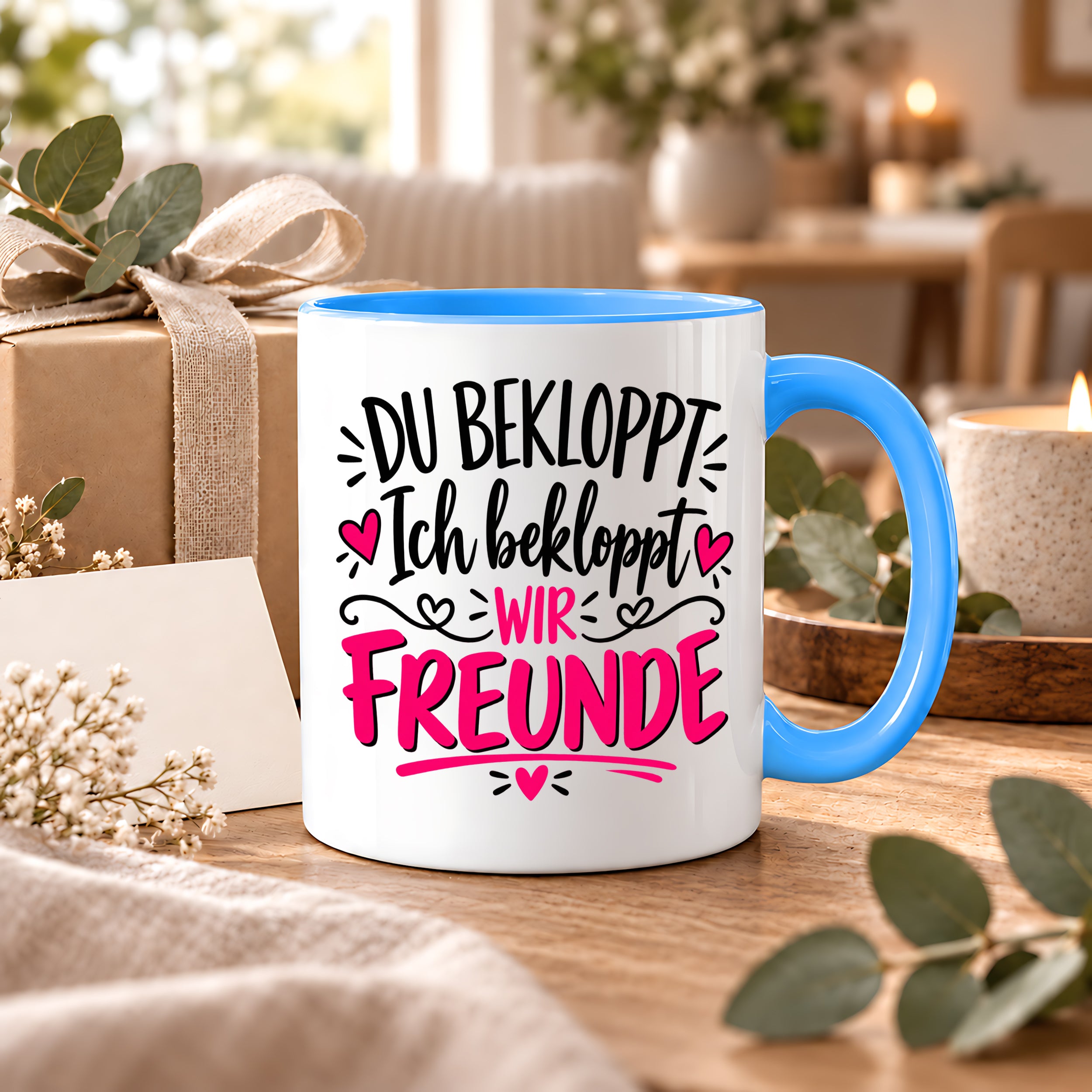 Tasse beste Freunde bekloppt lustiger Spruch Freundschaft Geschenk für Freundin Freund Geburtstag Weihnachten 330 ml