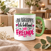 Tasse beste Freunde bekloppt lustiger Spruch Freundschaft Geschenk für Freundin Freund Geburtstag Weihnachten 330 ml